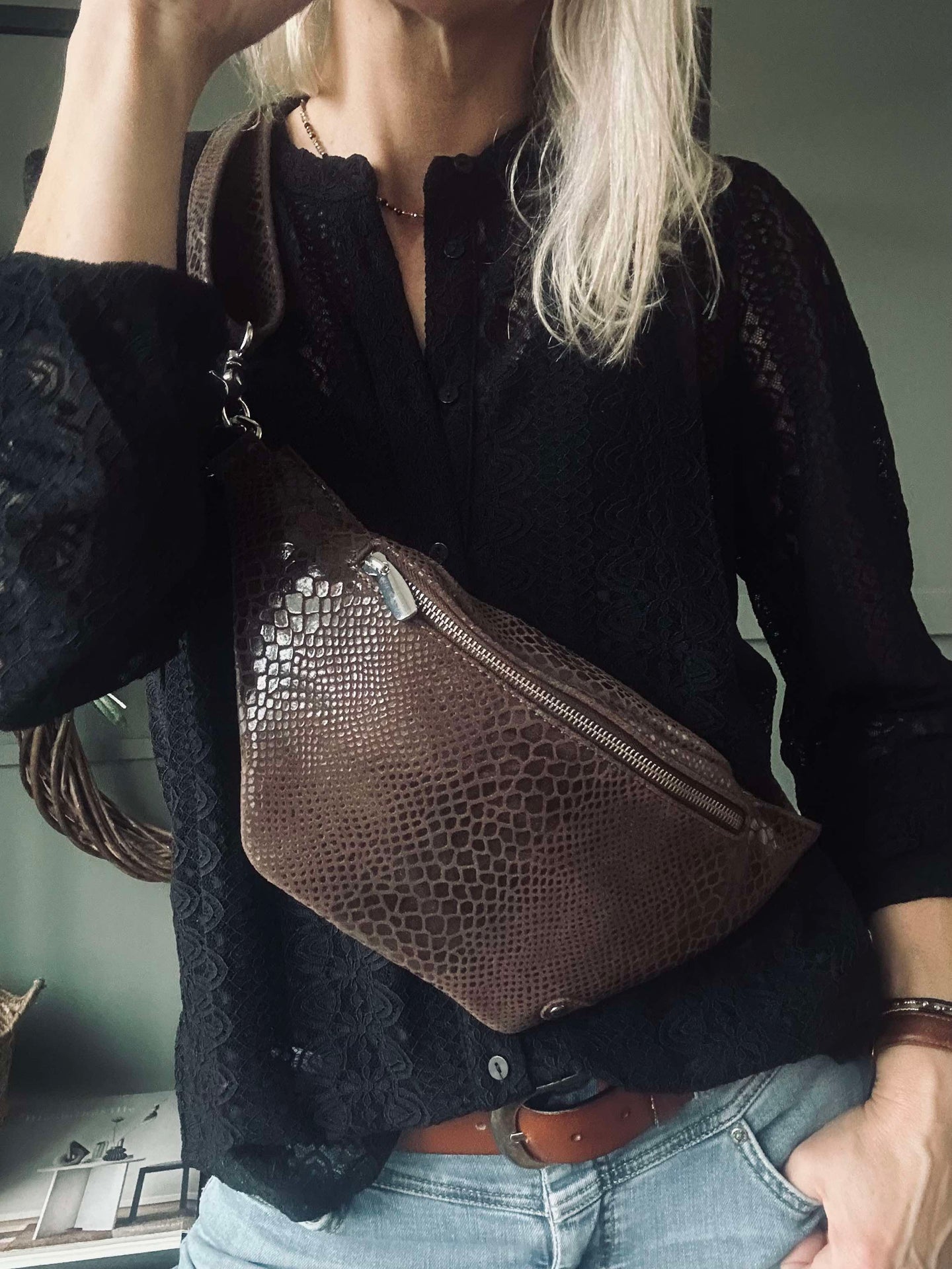 Bumbag Aura Brun Croco