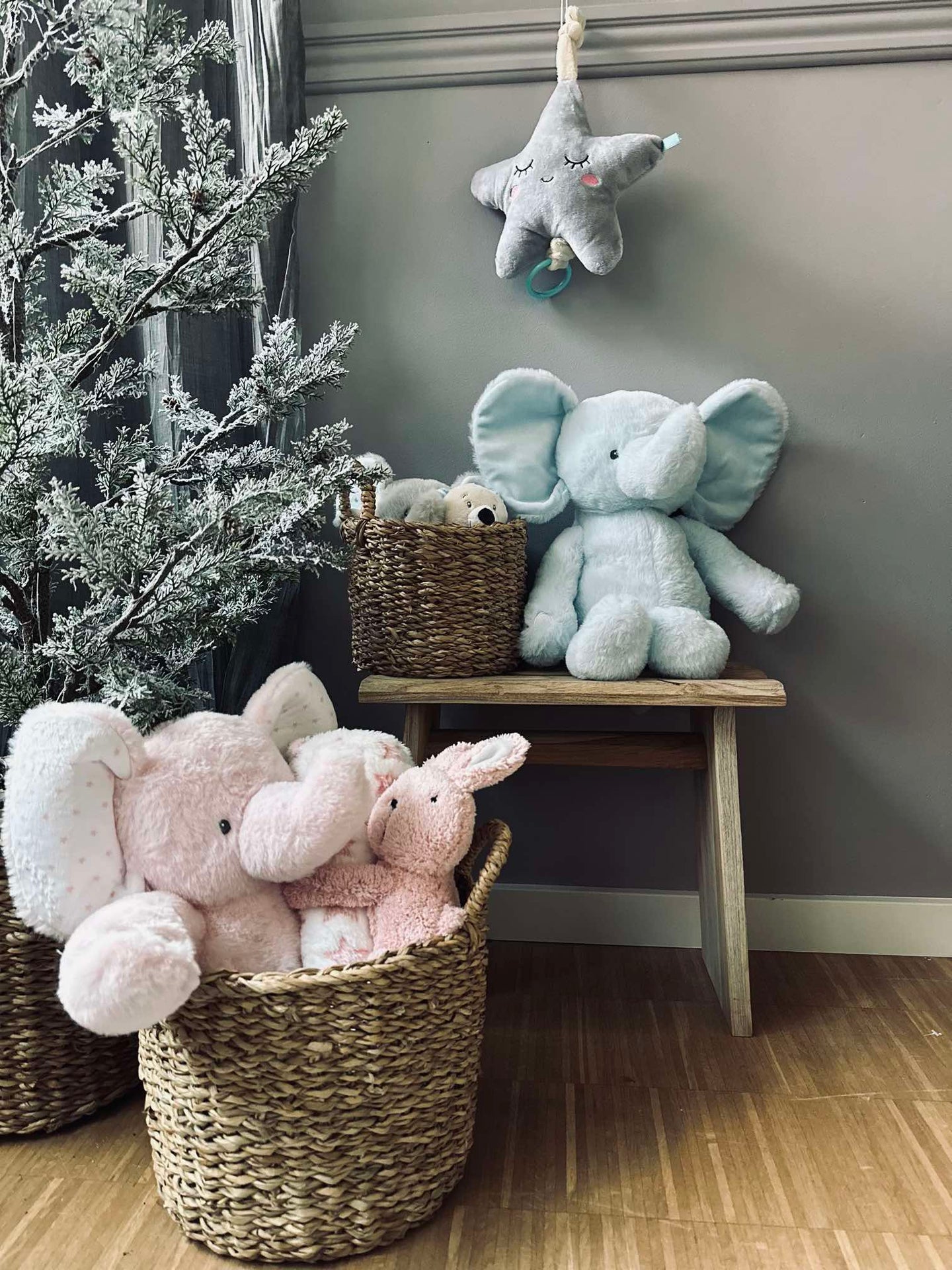 Gosedjurs-elefant 38 cm - Ljusblå
