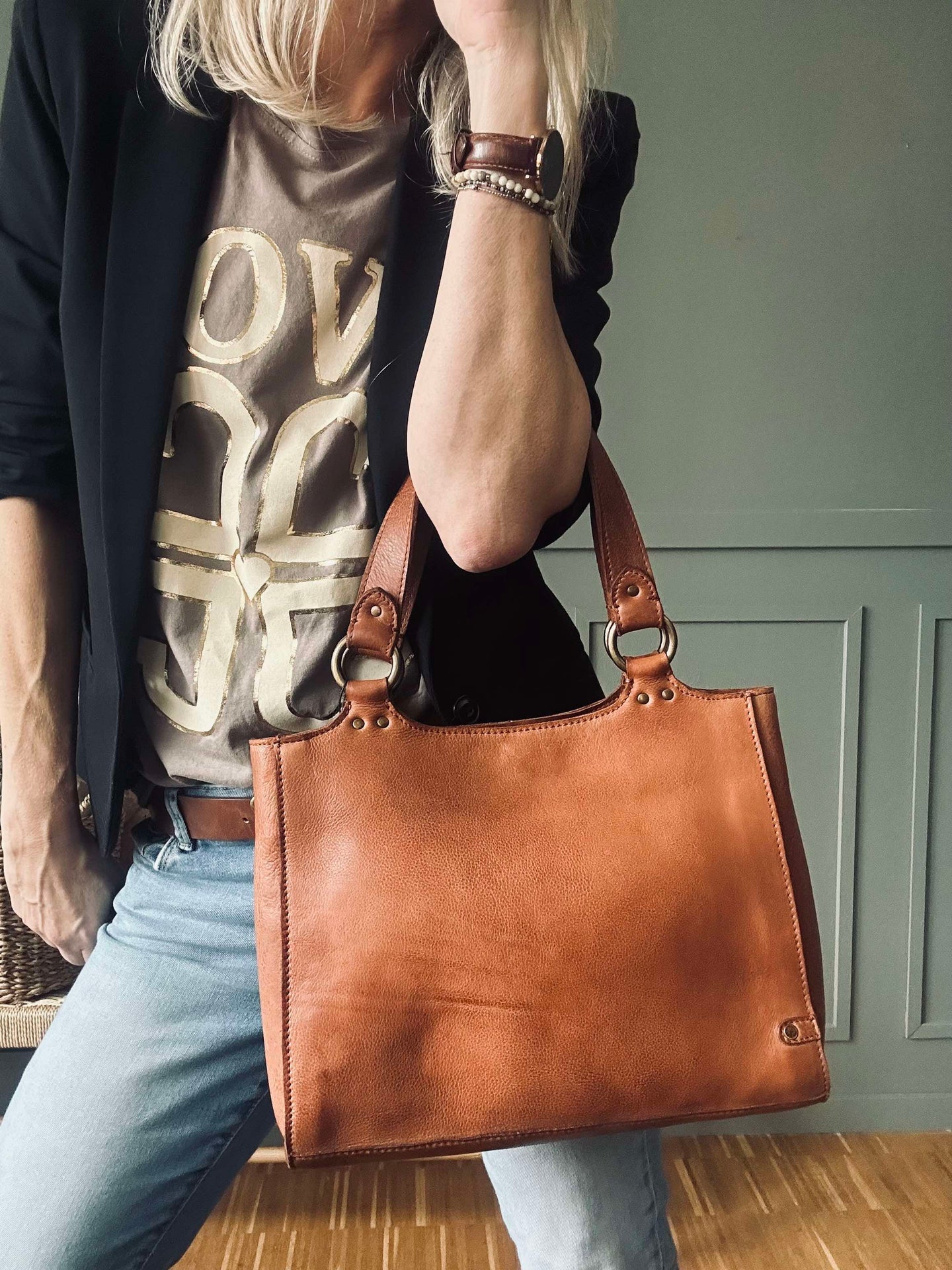 Axelväska Vintage Cognac