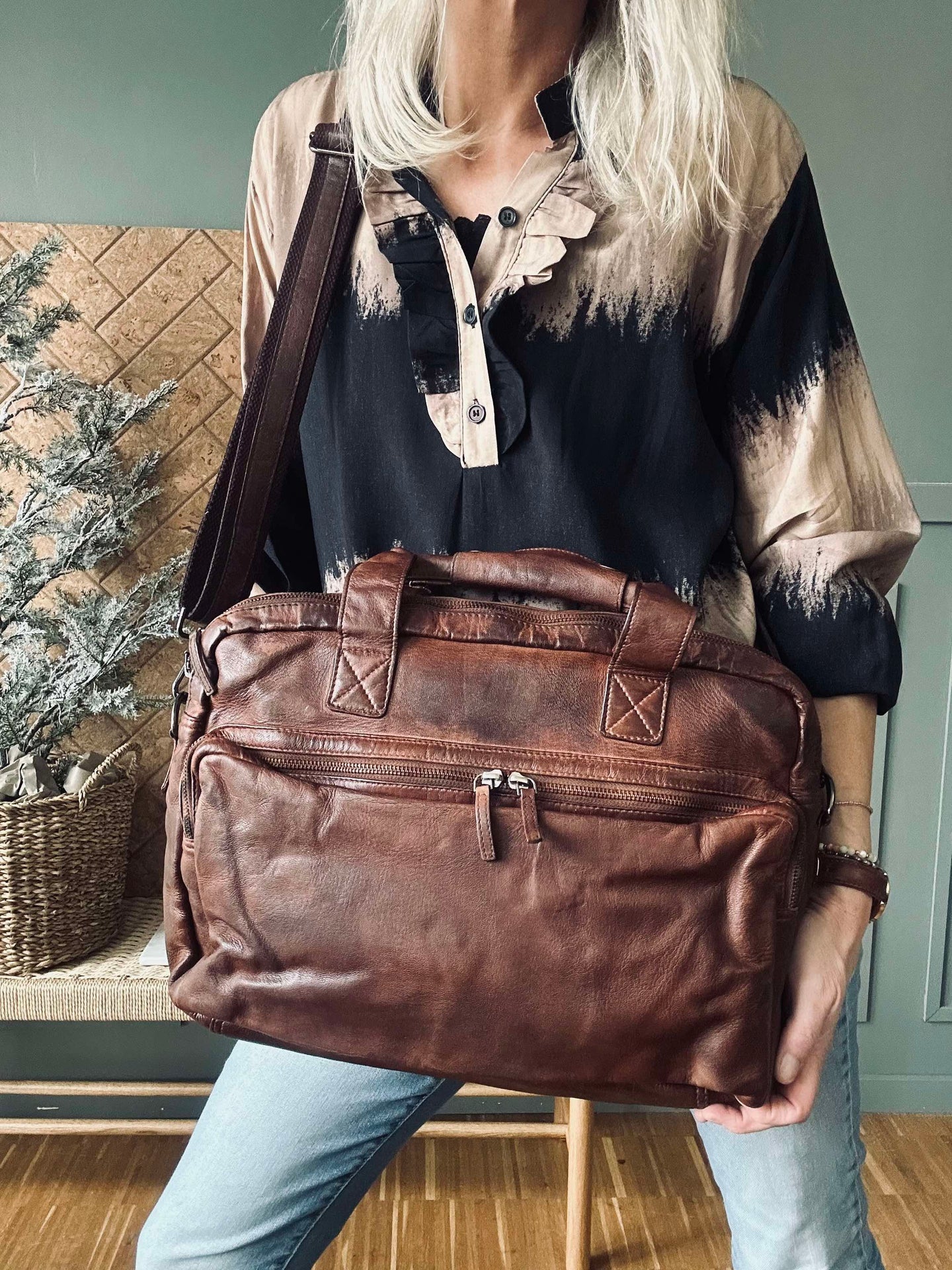 Arbetsväska - Brown Cow leather