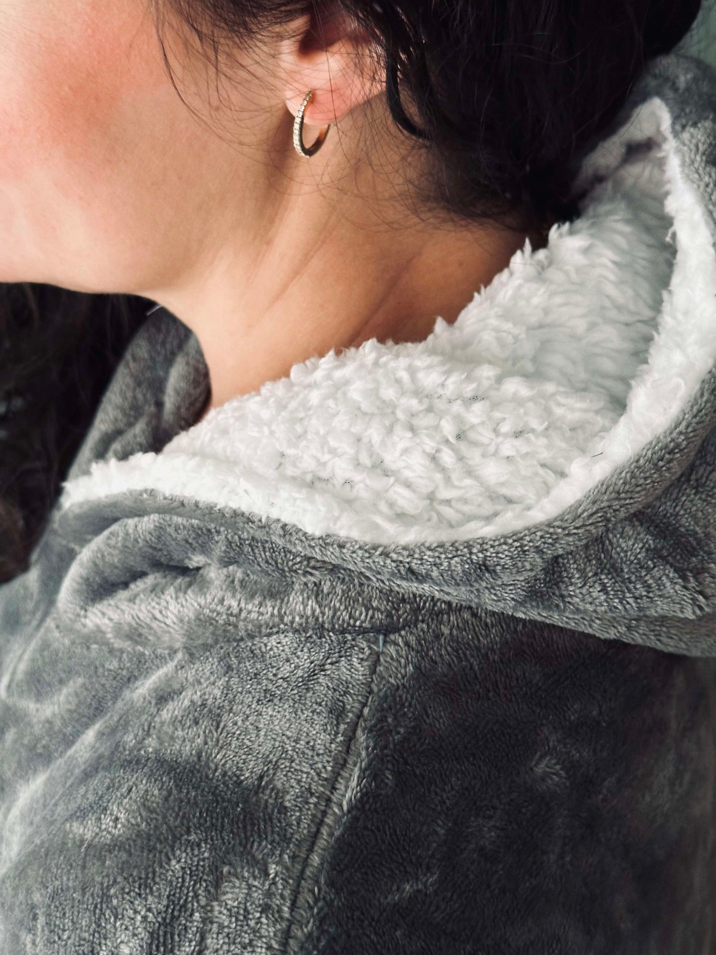 Hoodie Fleece Grå - Oversize