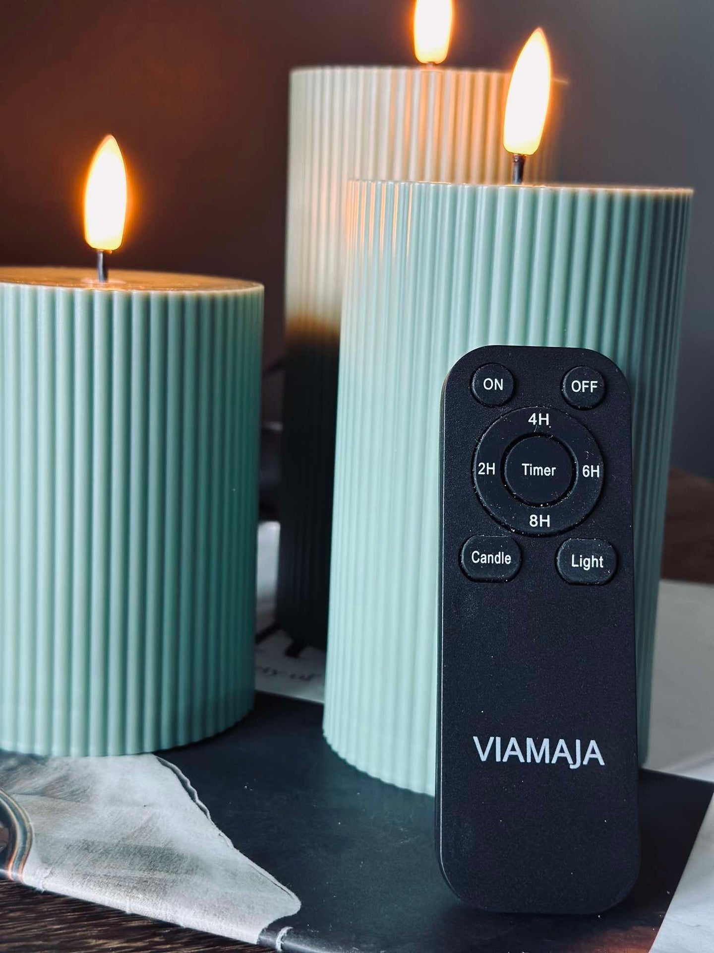 LED utomhus Blockljus med räfflor - Set om 3 st - Grön