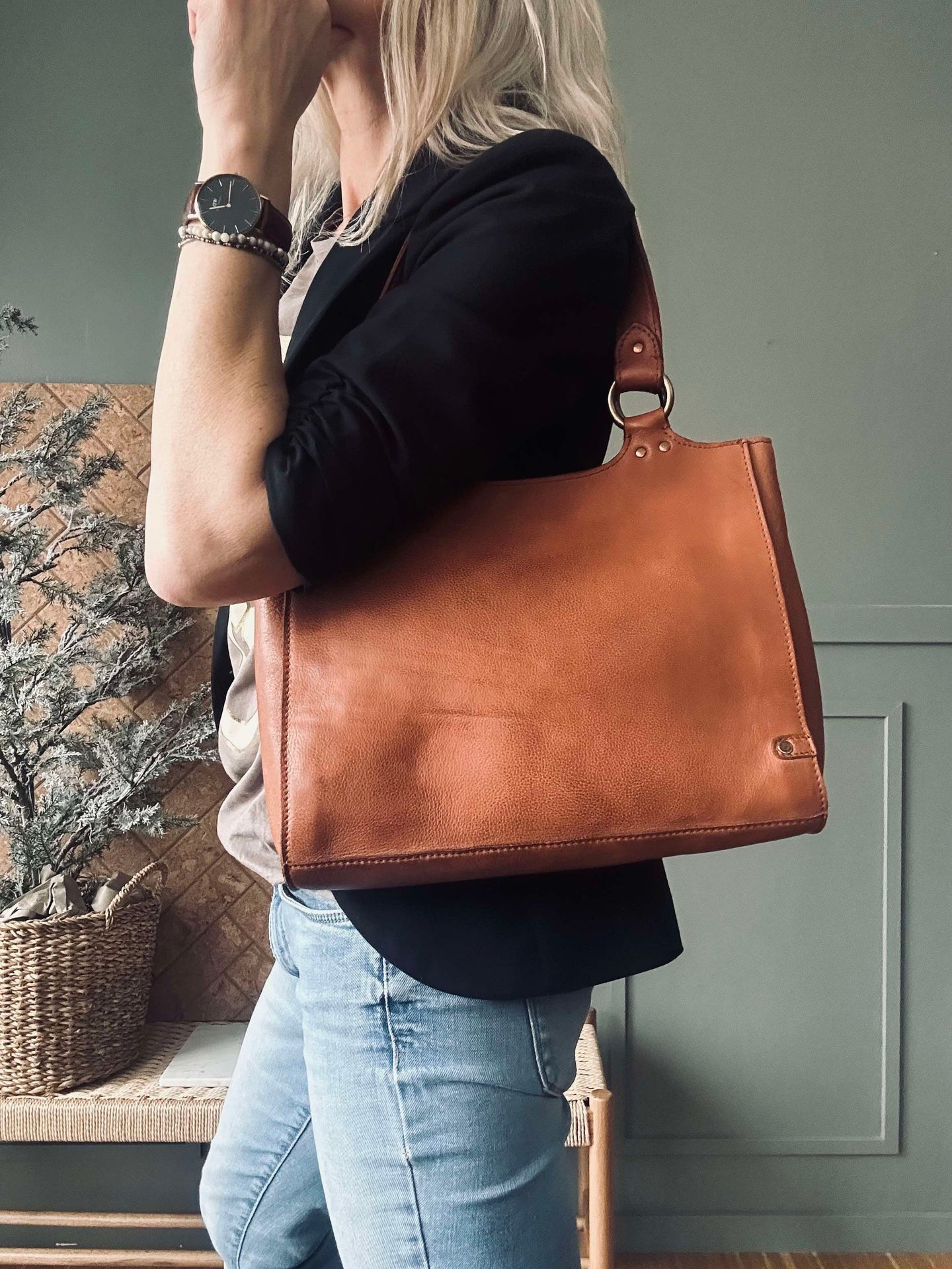 Axelväska Vintage Cognac