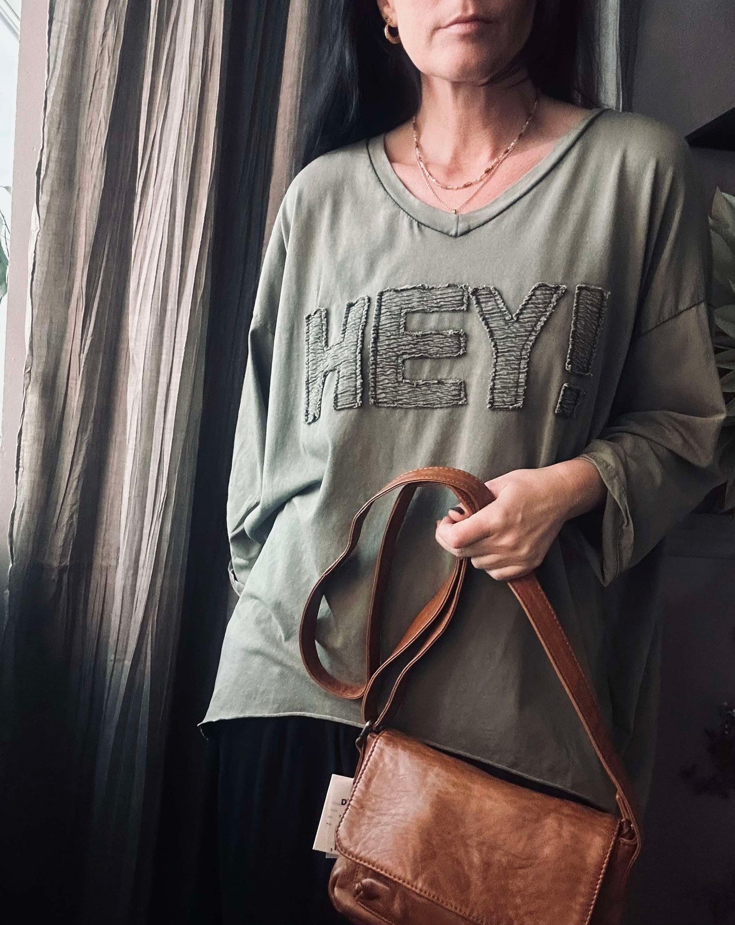 Blus HEY green