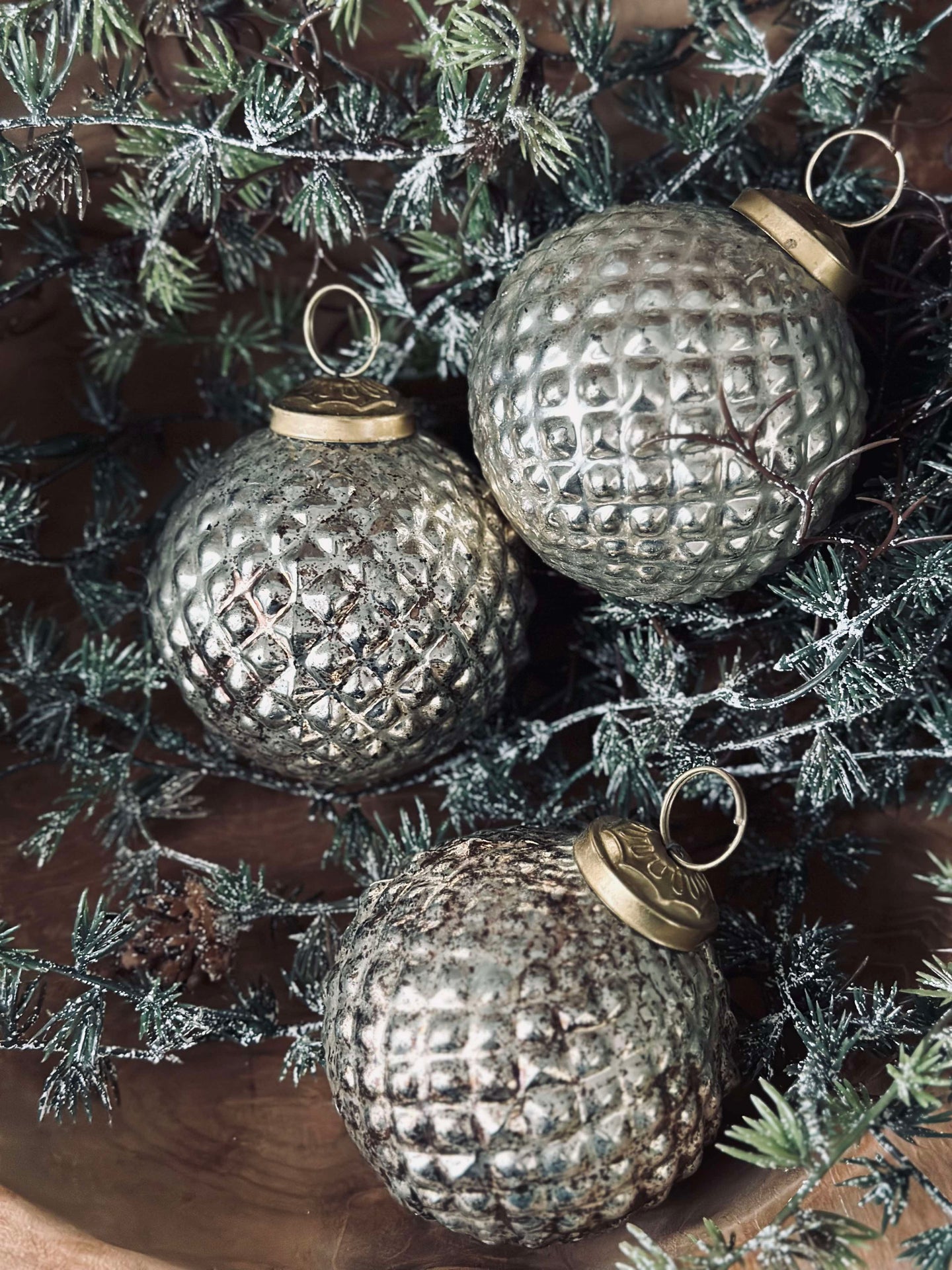 Julgranskulor i glas Guld - Paket med 3 st