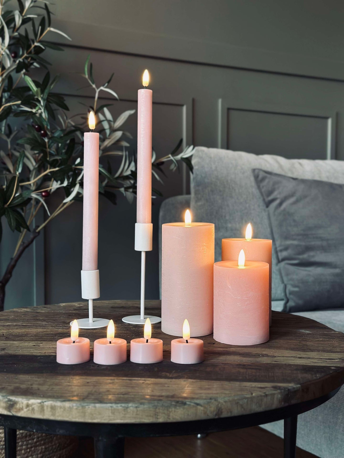 LED-ljuspaket med 9 LED-ljus - Rosa