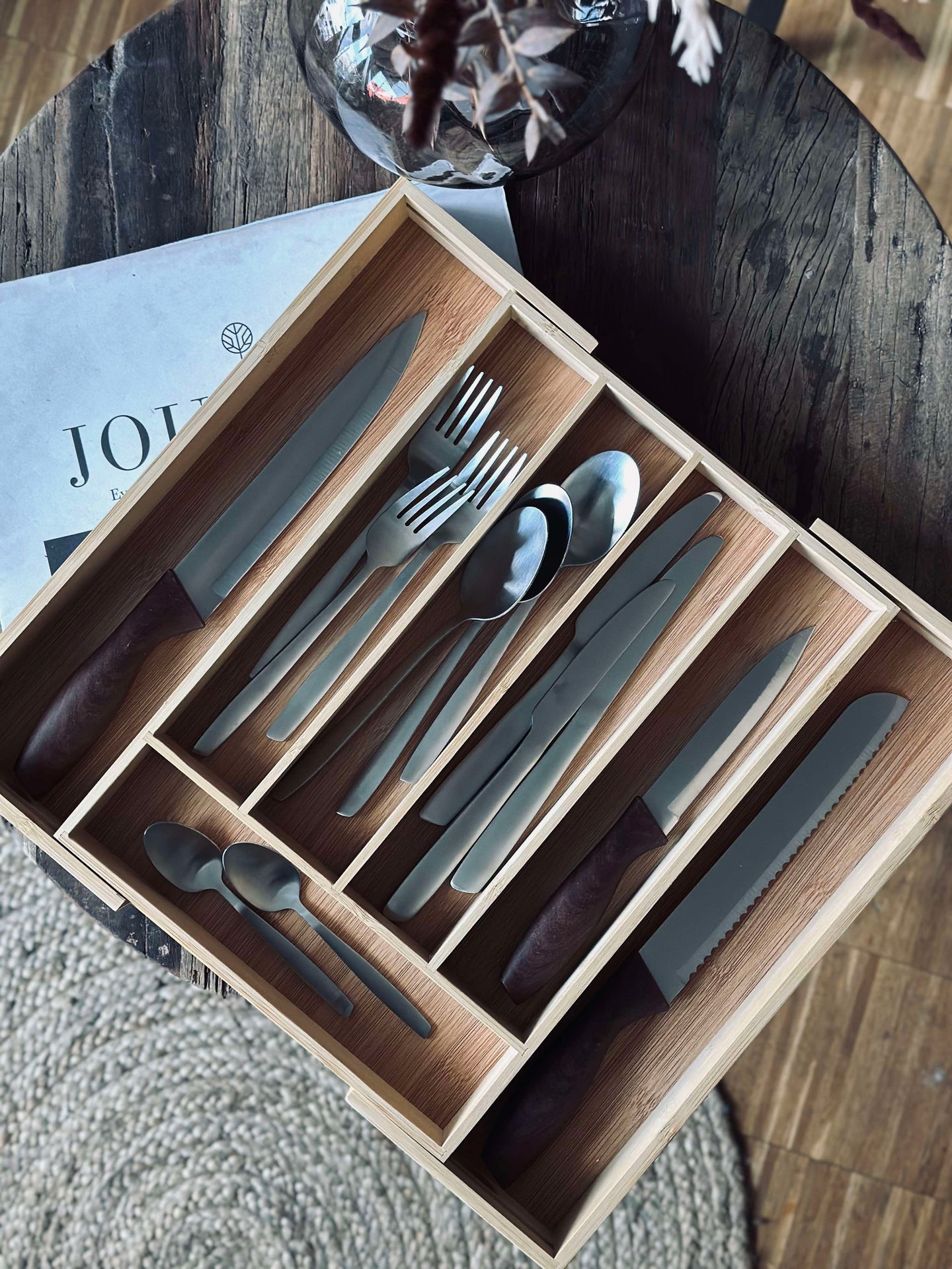 Besticklåda bambu - Justerbar mått