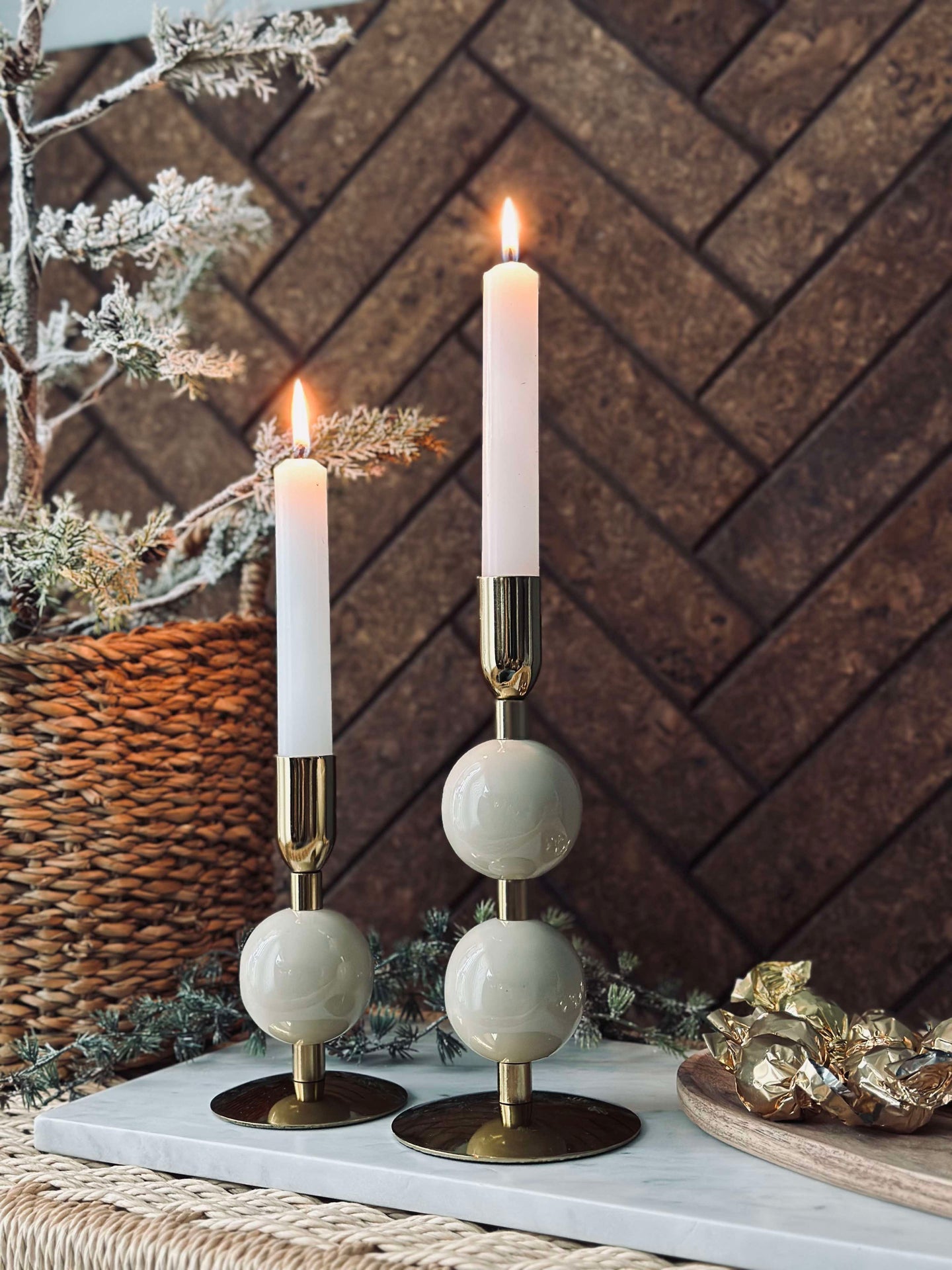 Ljusstake NOYA - Beige 13,5 cm
