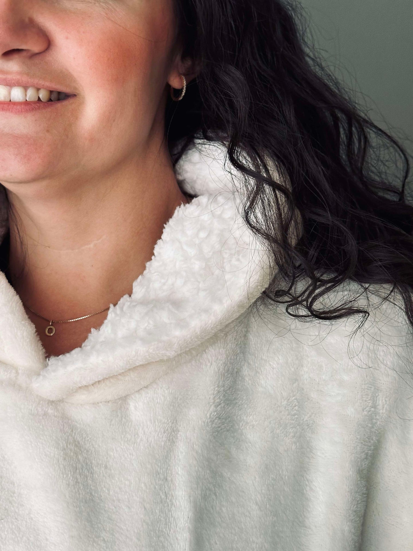 Hoodie Fleece Vit - Oversize