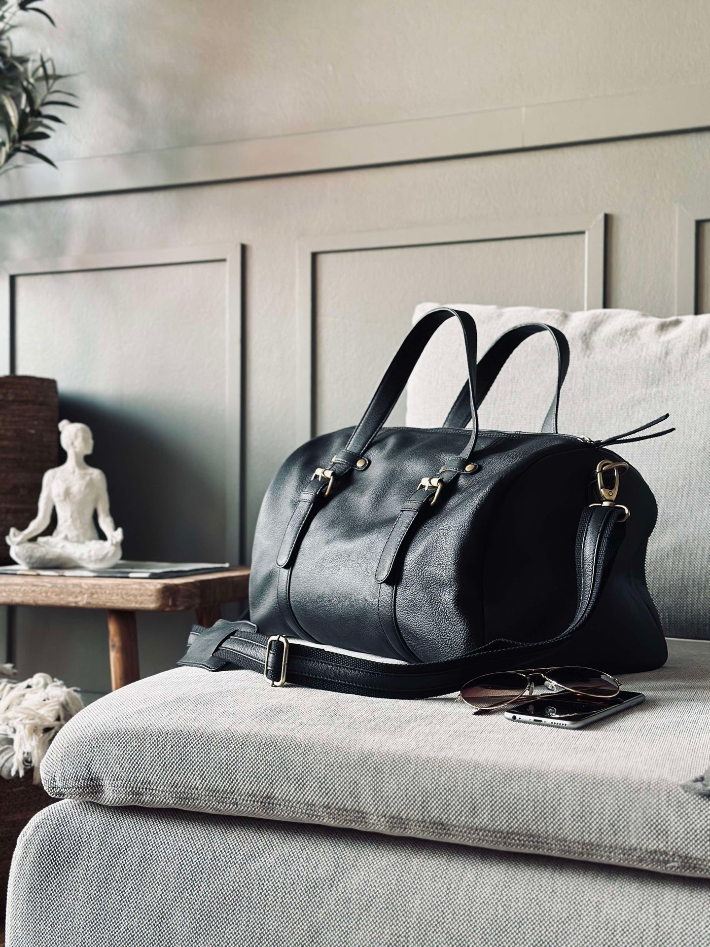 Träningsväska SVART läder