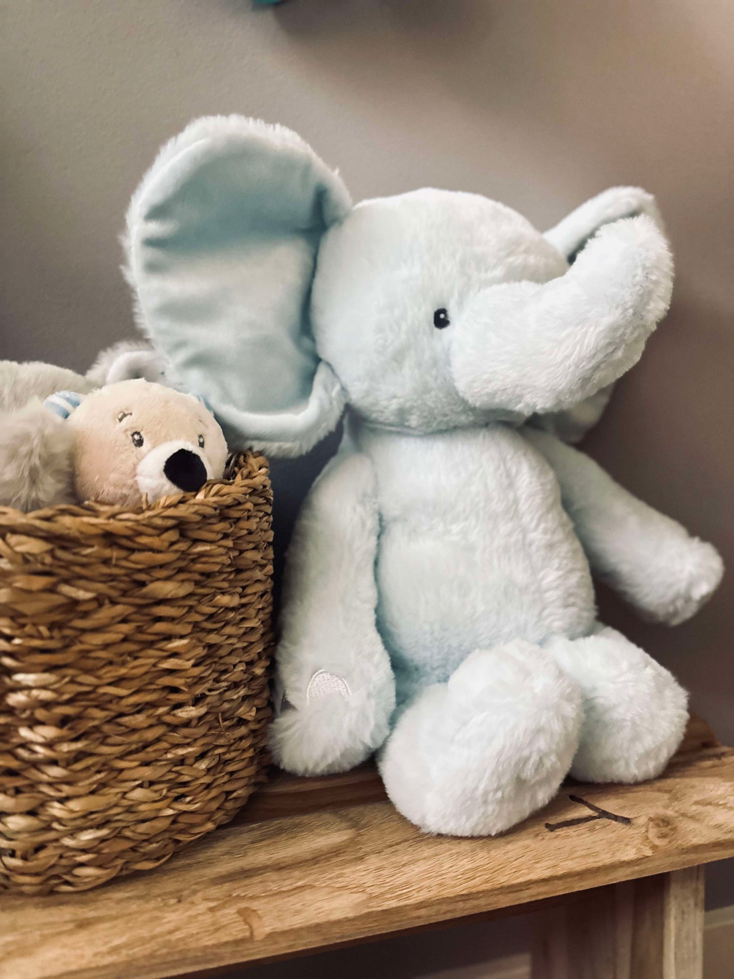 Gosedjurs-elefant 38 cm - Ljusblå