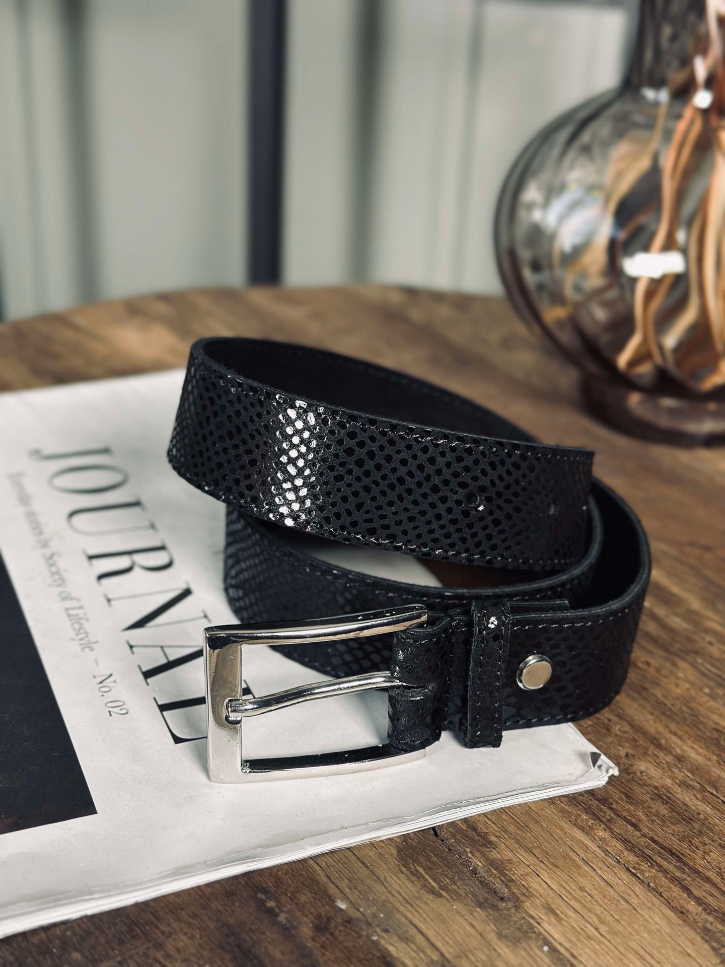 Bälte Alba - Svart Croco