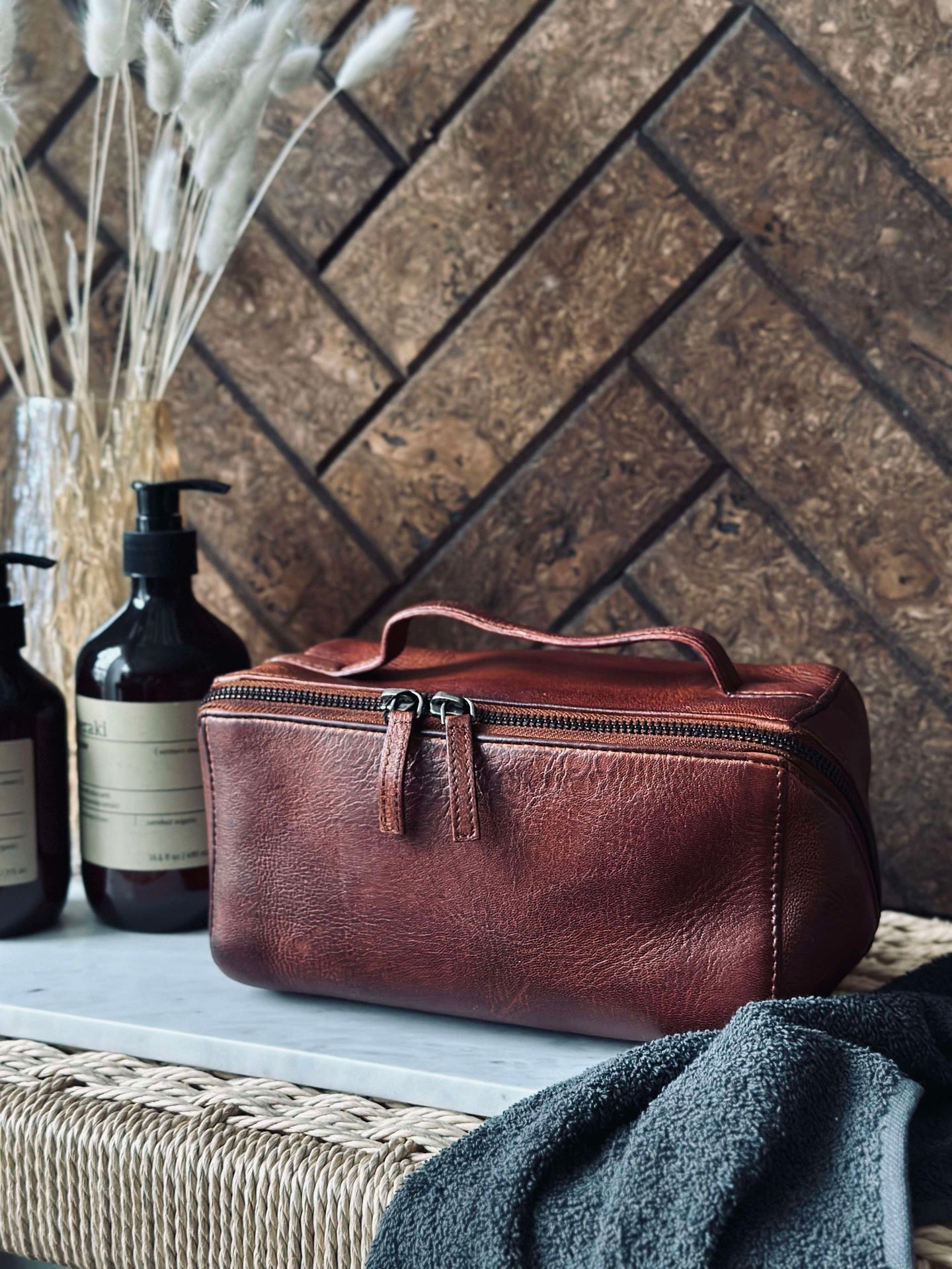 Toalettväska Dark Cognac
