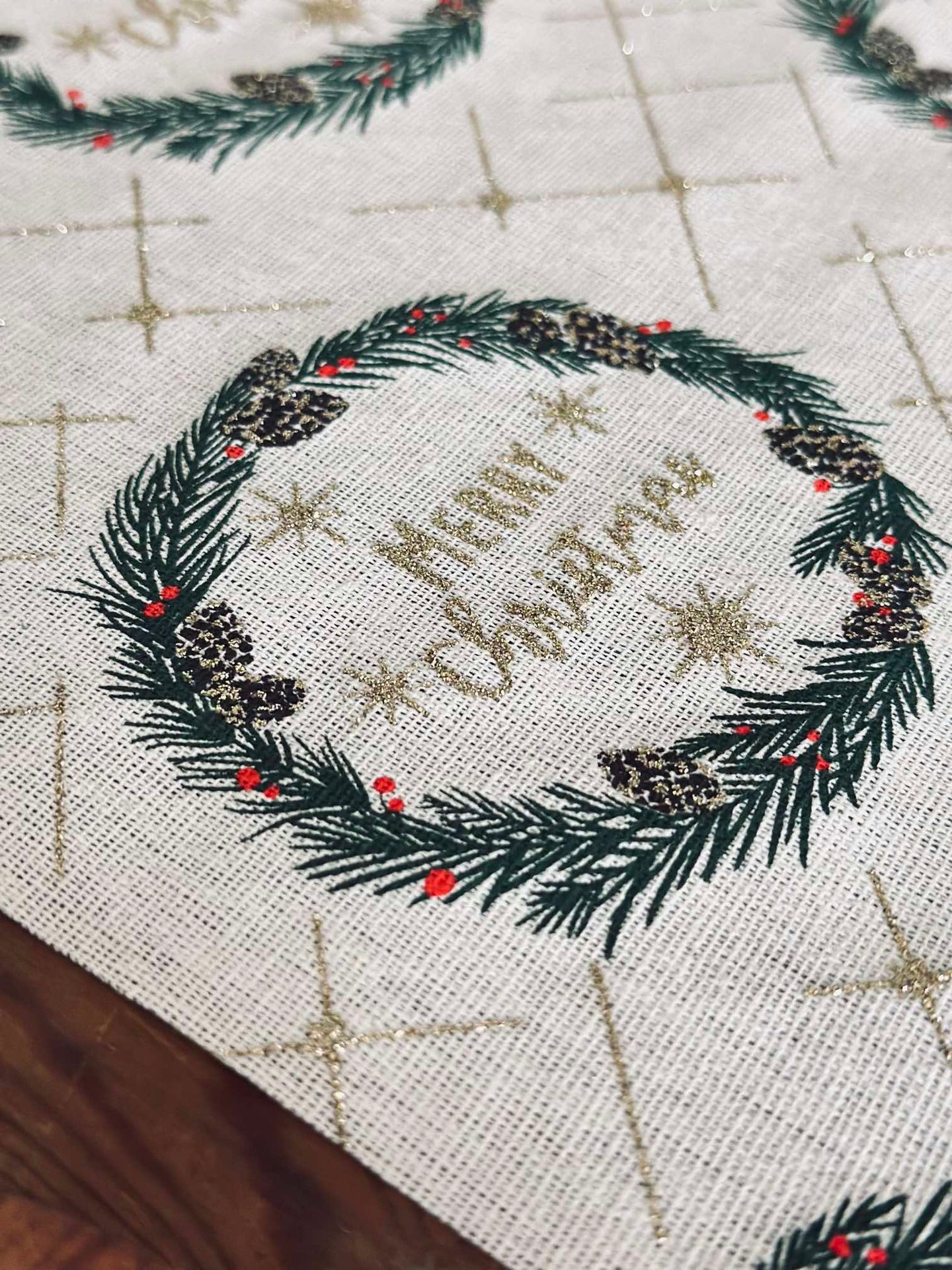 Bordslöpare med julkrans - 2 meter