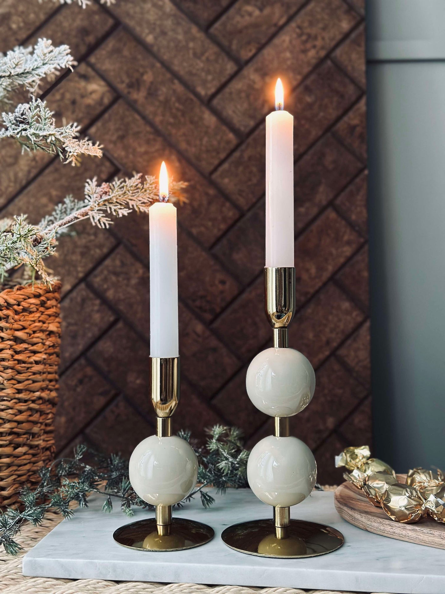 Ljusstake NOYA - Beige 20 cm