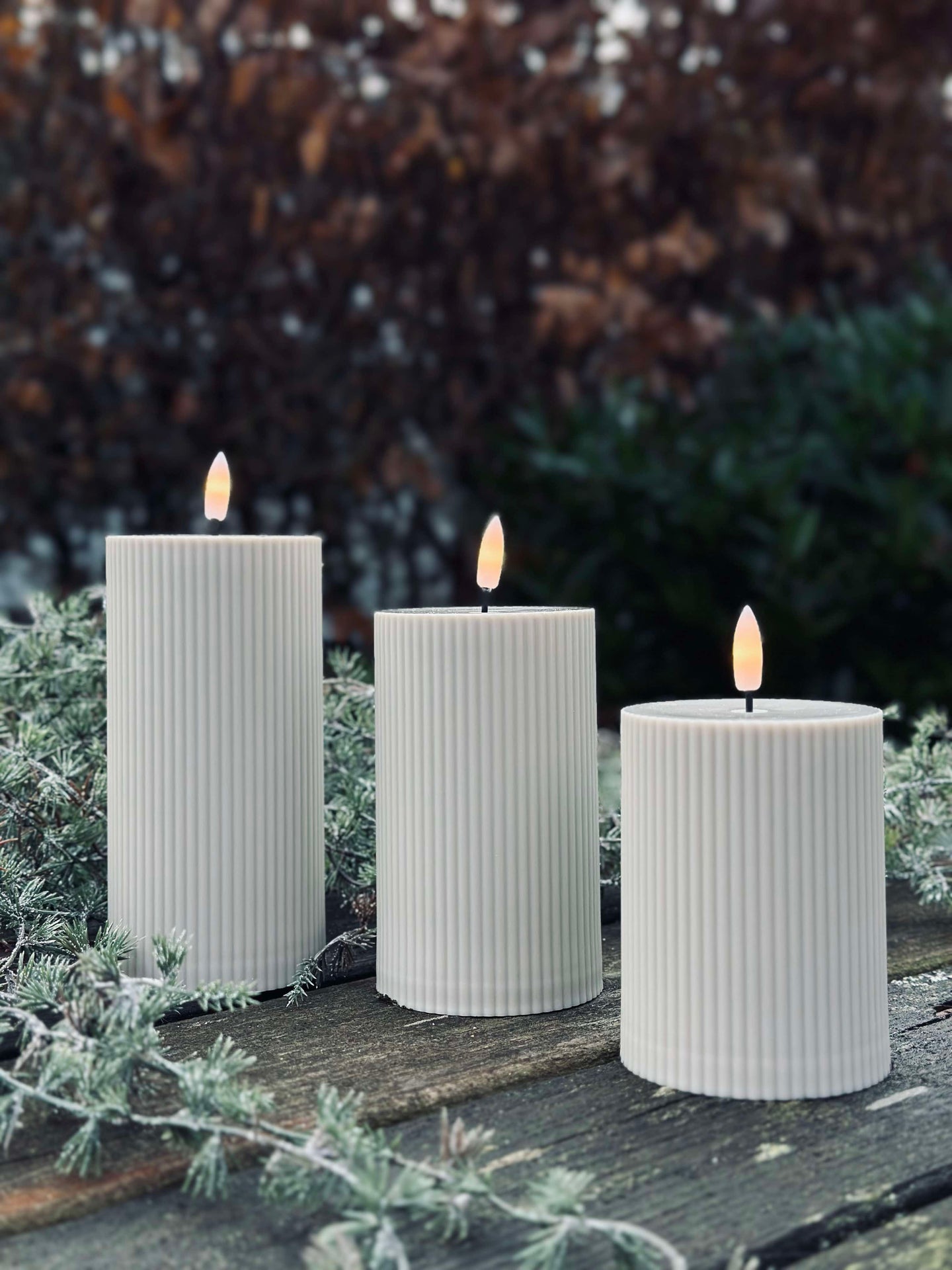 LED utomhusblockljus med räfflor - Set om 3 st - Sand – VIAMAJA.SE