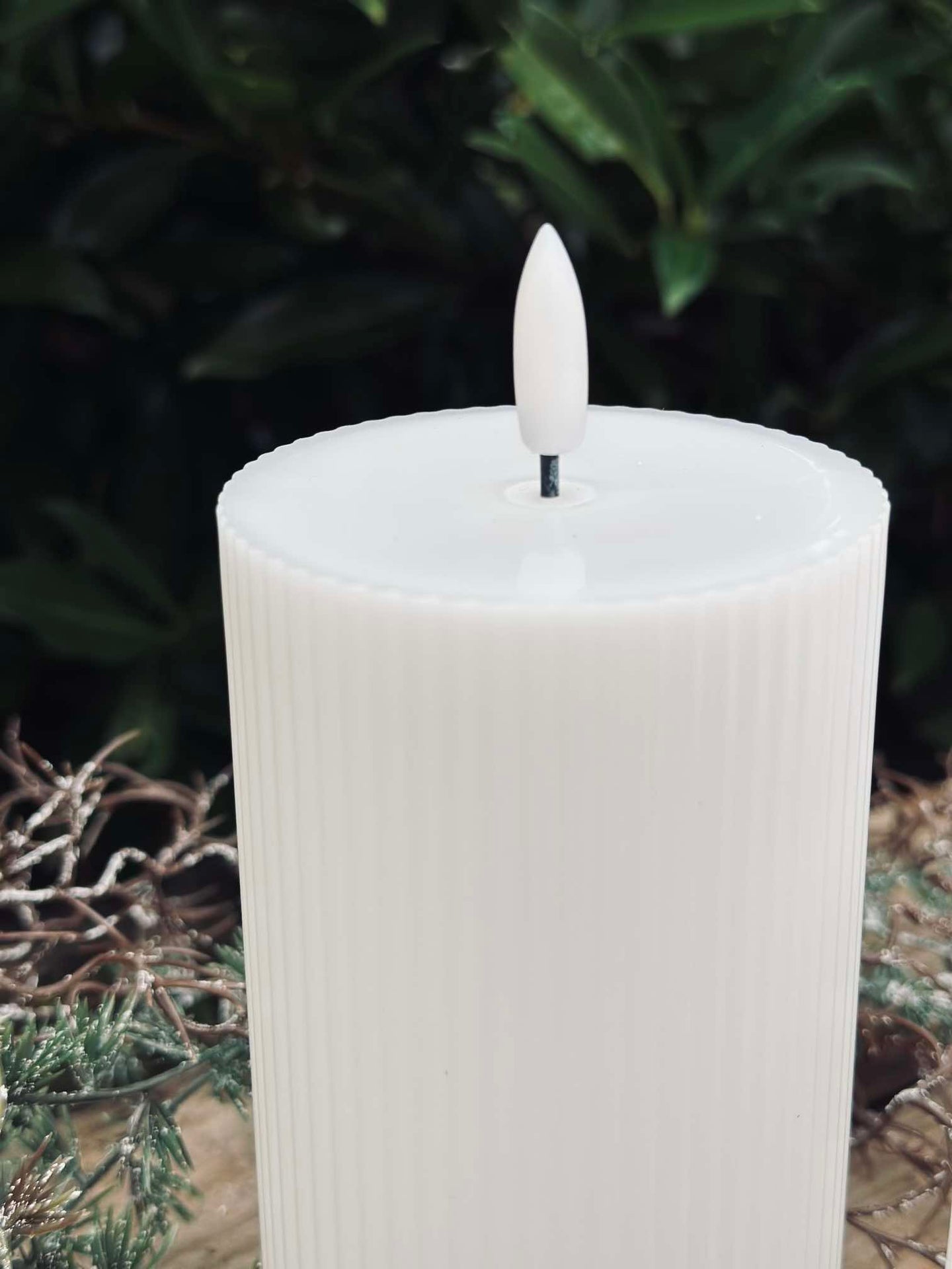 LED Blockljus med rillor 3 st. - Utomhus Vit