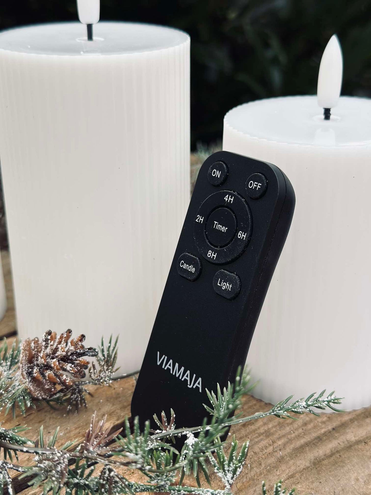 LED Blockljus med rillor 3 st. - Utomhus Vit