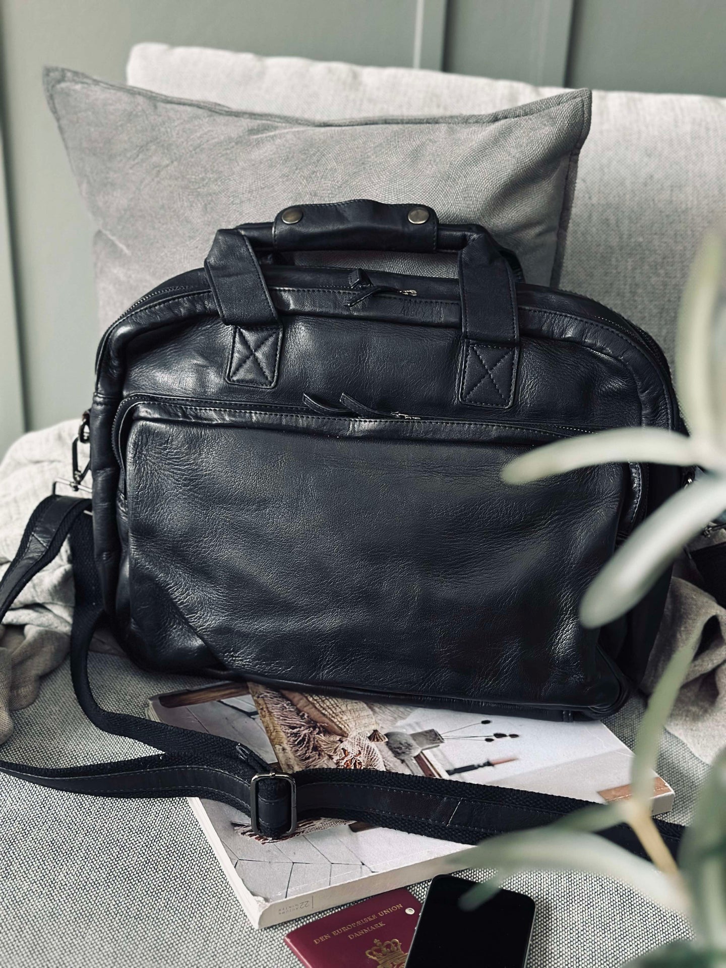 Arbetsväska - Black Cow leather