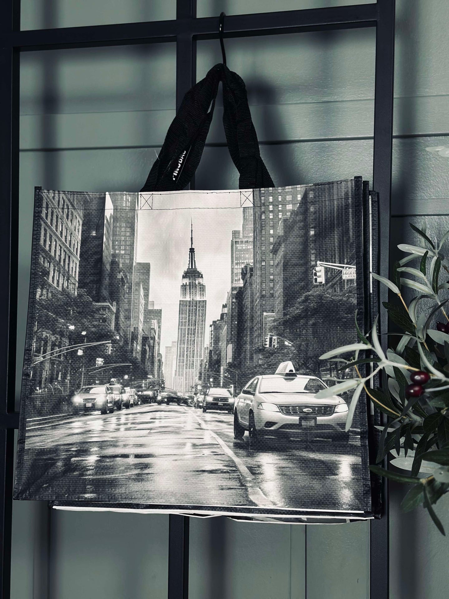 Shopper med motiv - grå mix