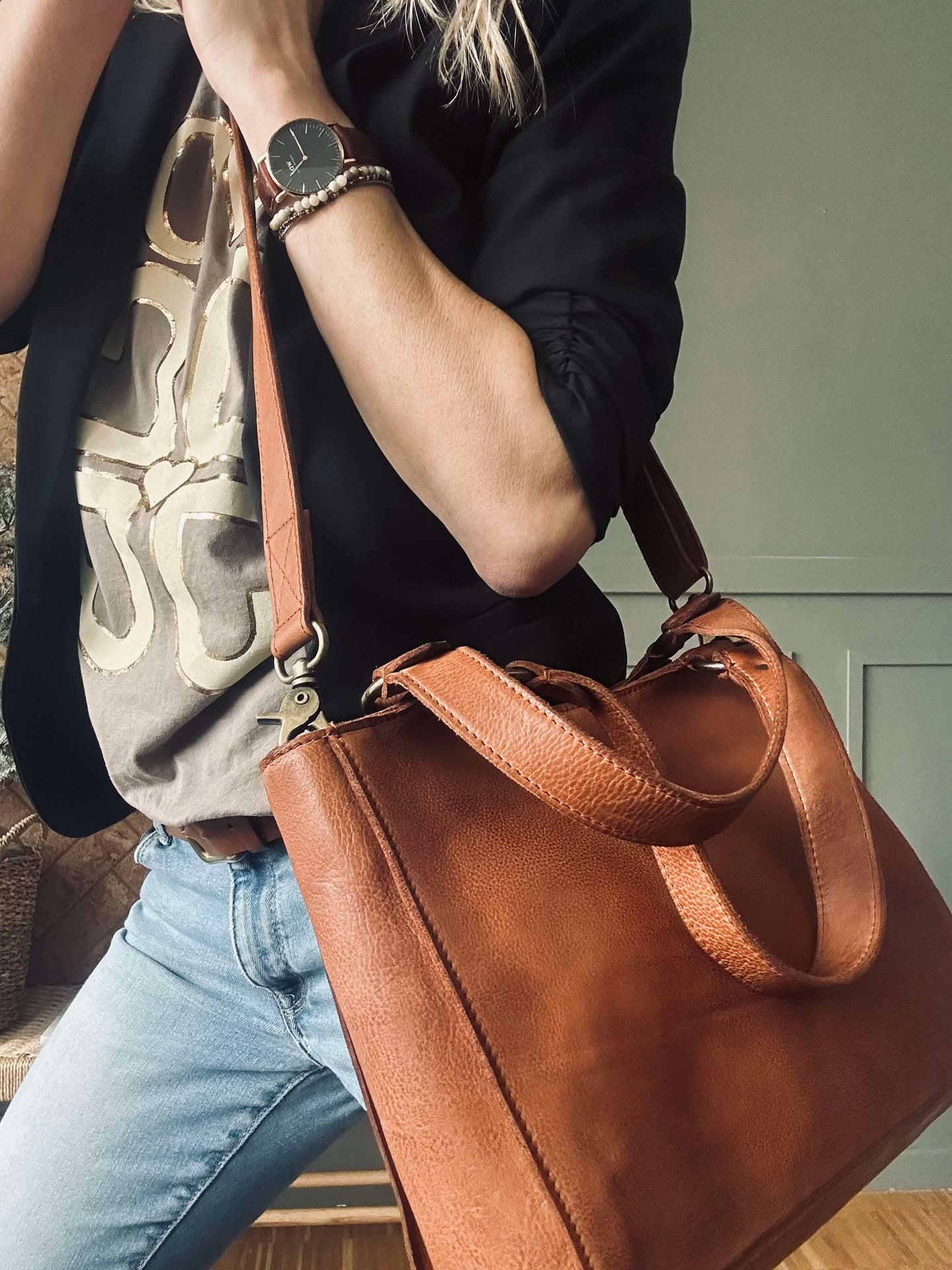 Axelväska Vintage Cognac