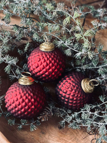 Röda glaskulor - Paket med 3 st