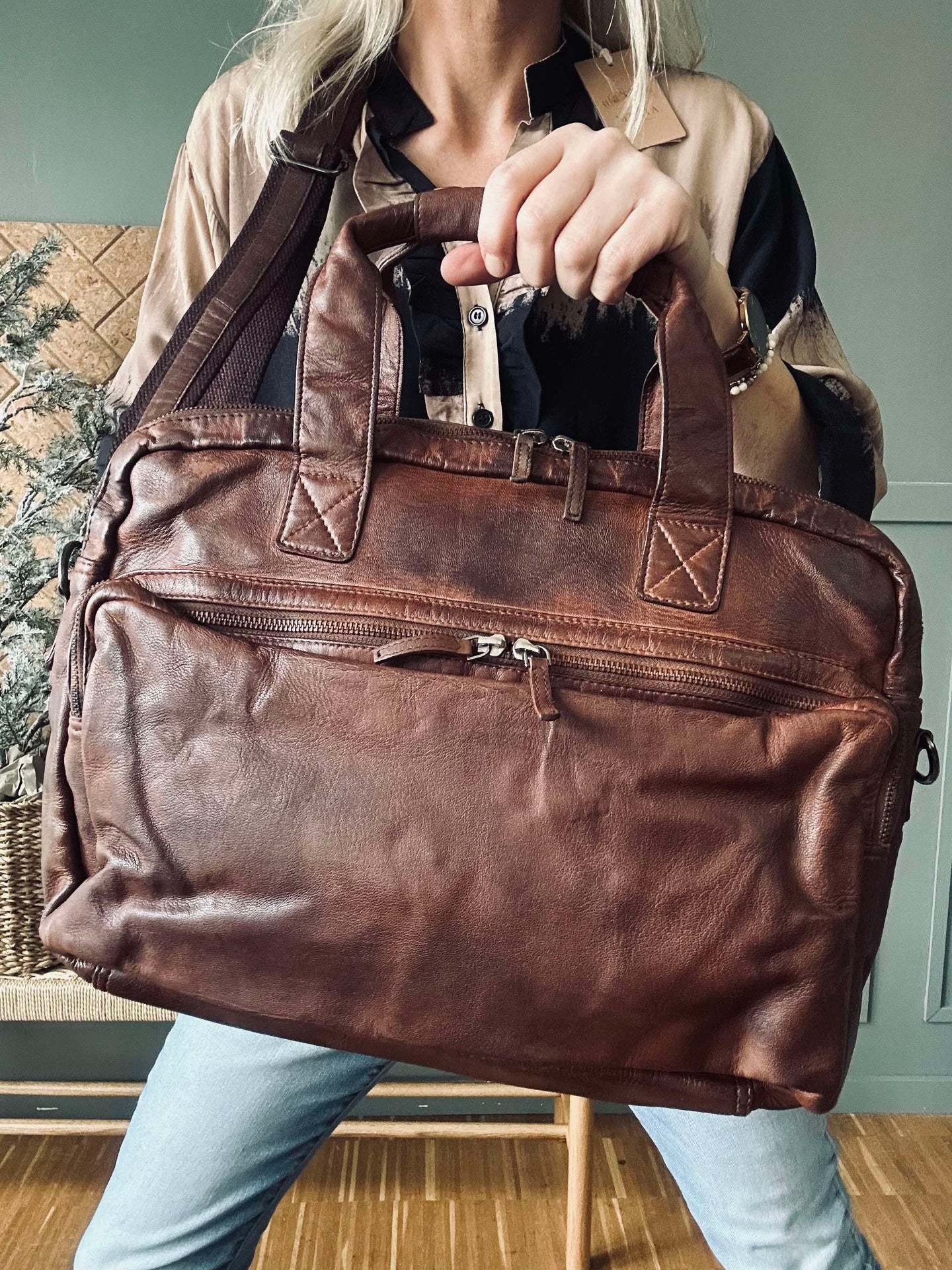Arbetsväska - Brown Cow leather