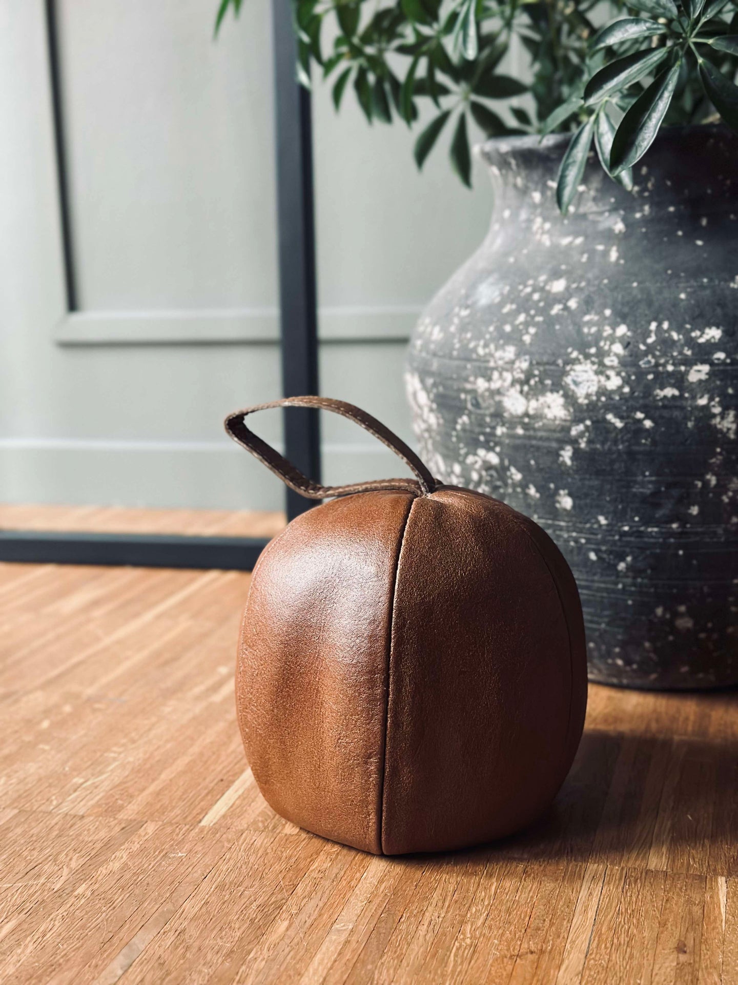 Dörrstopp i läder - Cognac