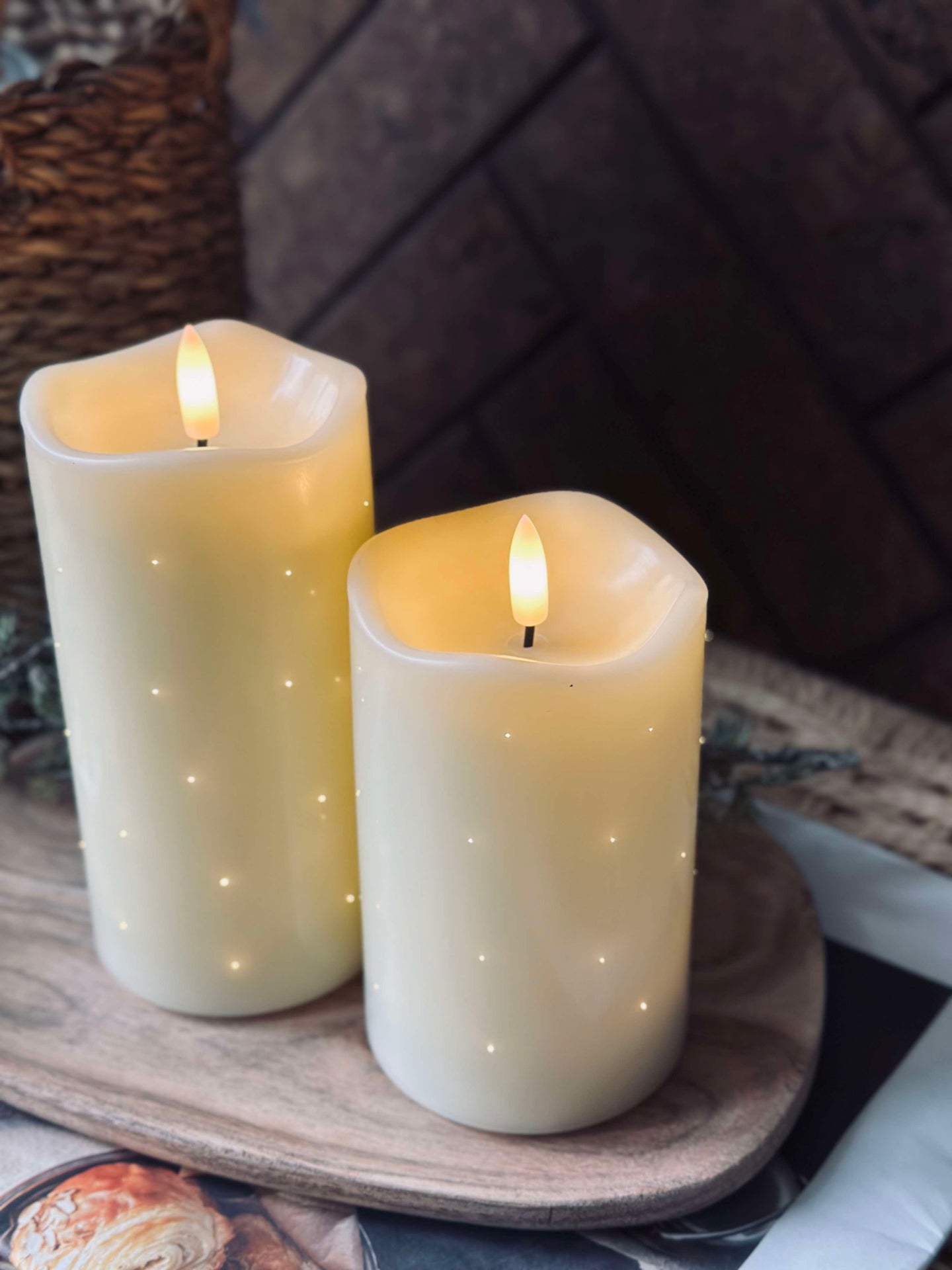LED Blockljus Twinkle - 15 cm - Creme
