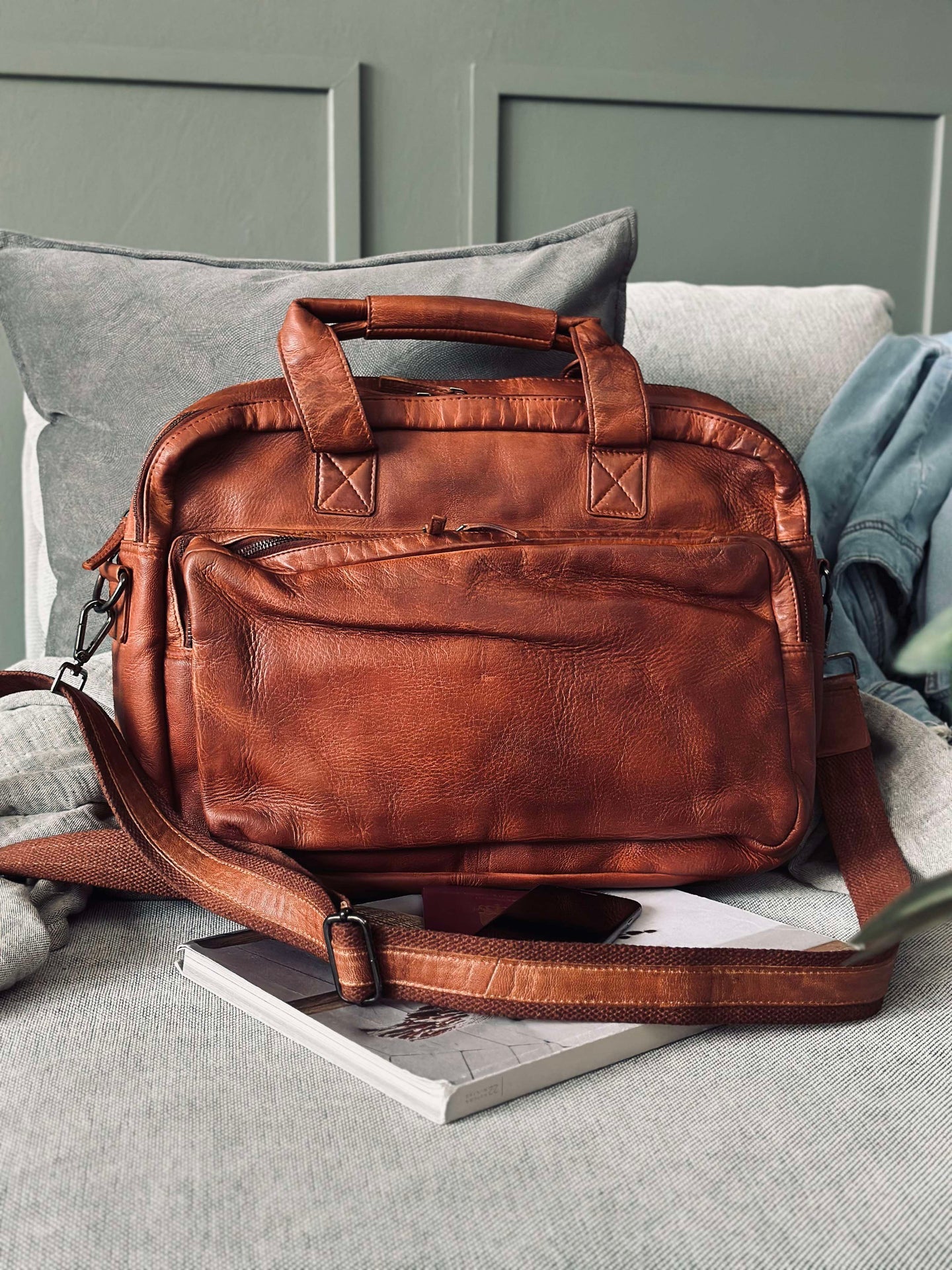 Arbetsväska - Cognac Cow leather