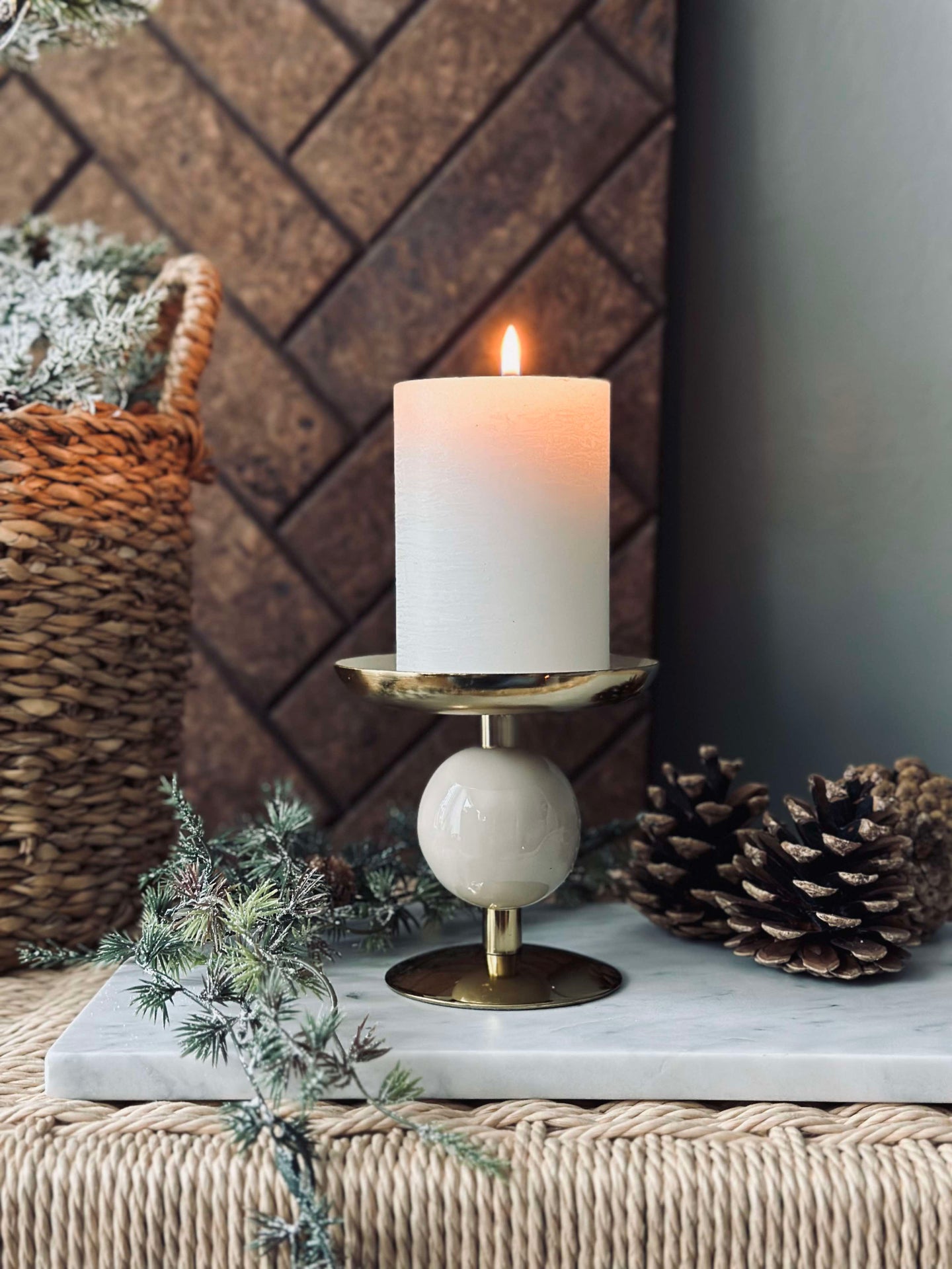 Ljusstake NOYA 10 cm - Beige