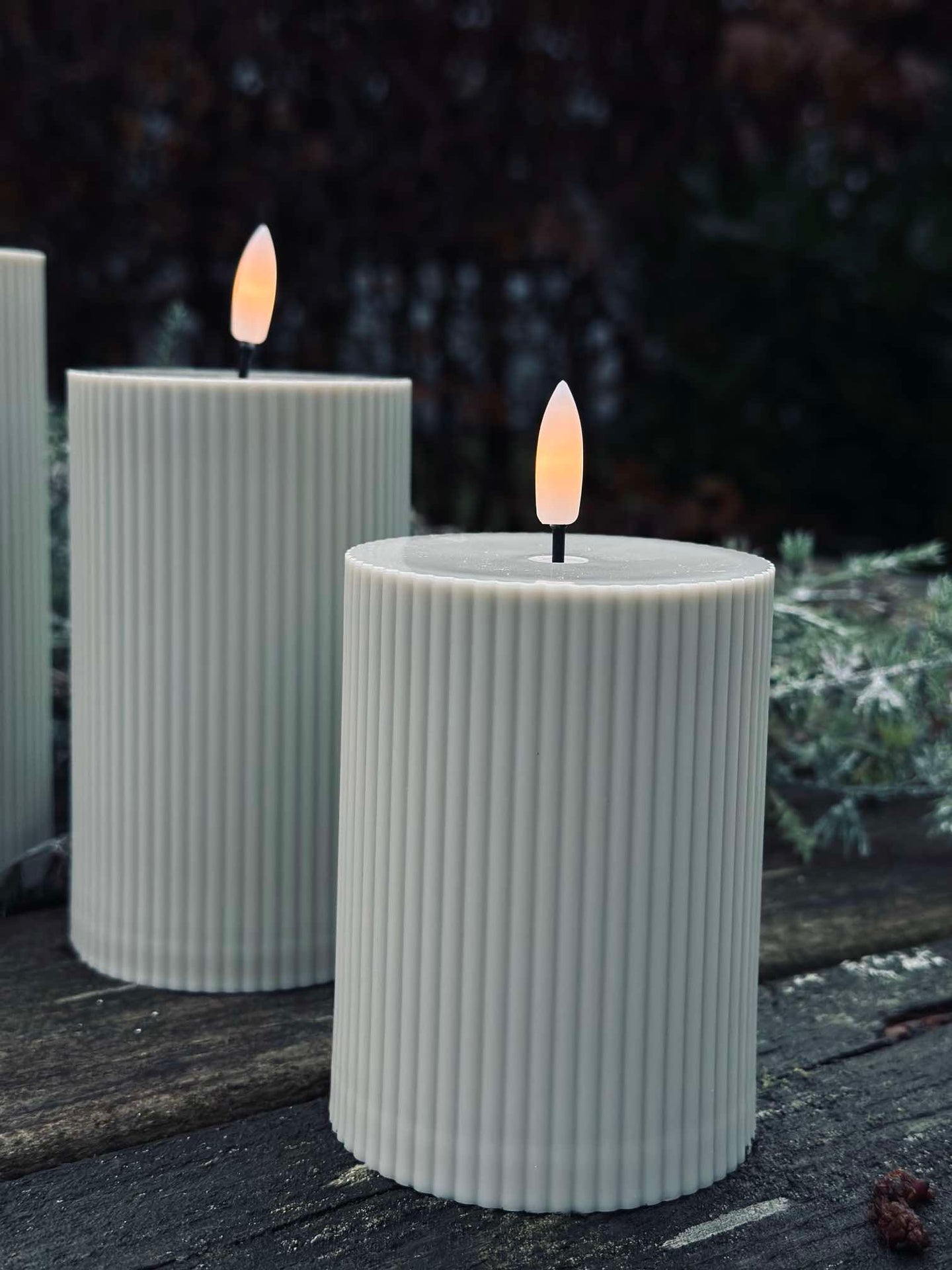 LED utomhusblockljus med räfflor - Set om 3 st - Sand