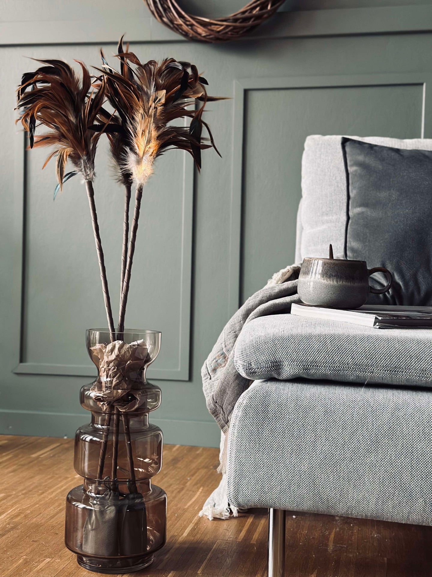 Fjäder med LED-ljus - 80 cm