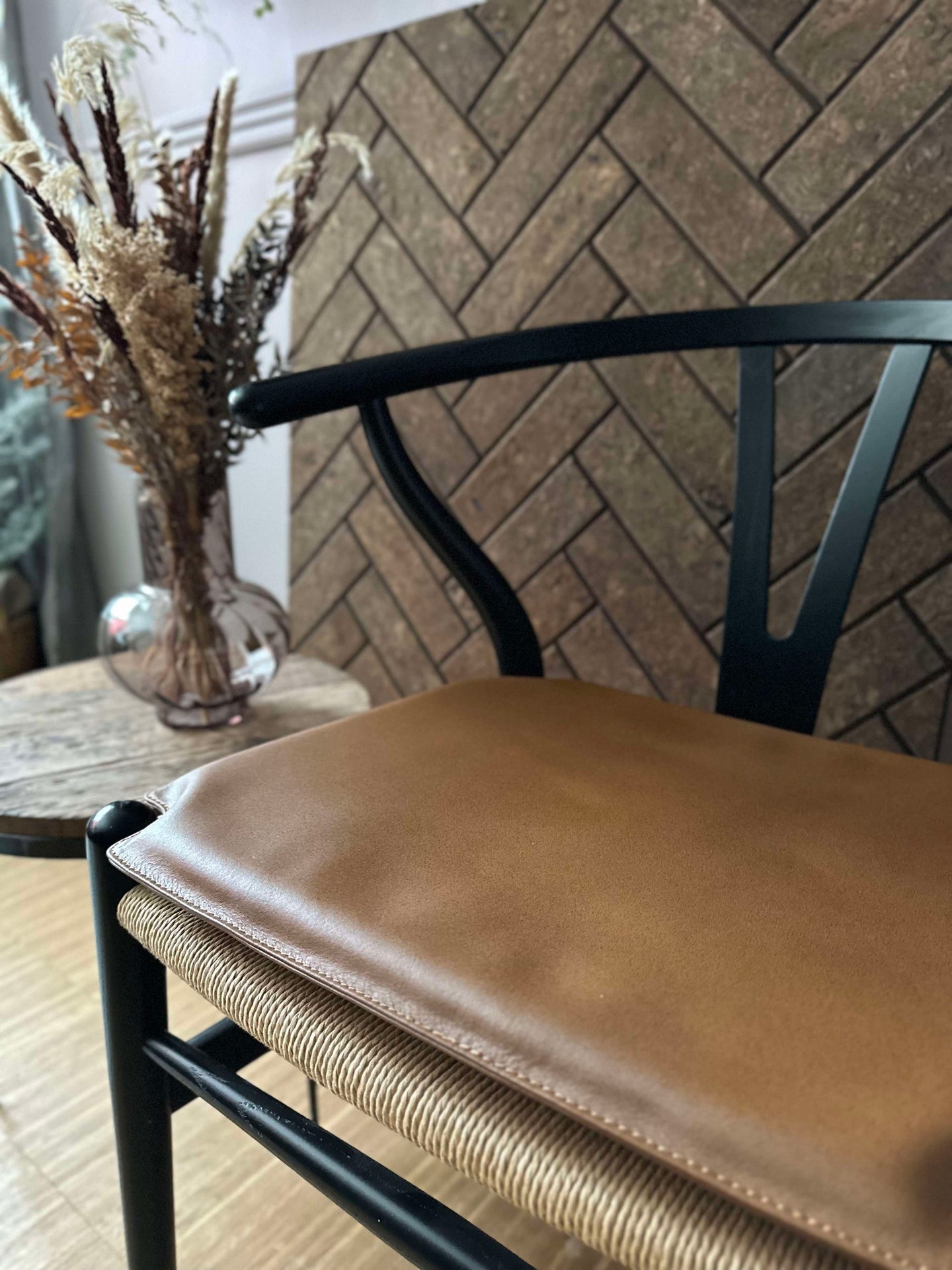 Lädersits Cognac - Passar till Y-stol