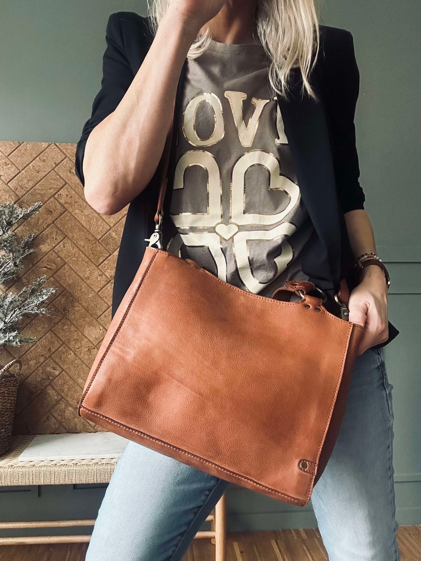 Axelväska Vintage Cognac