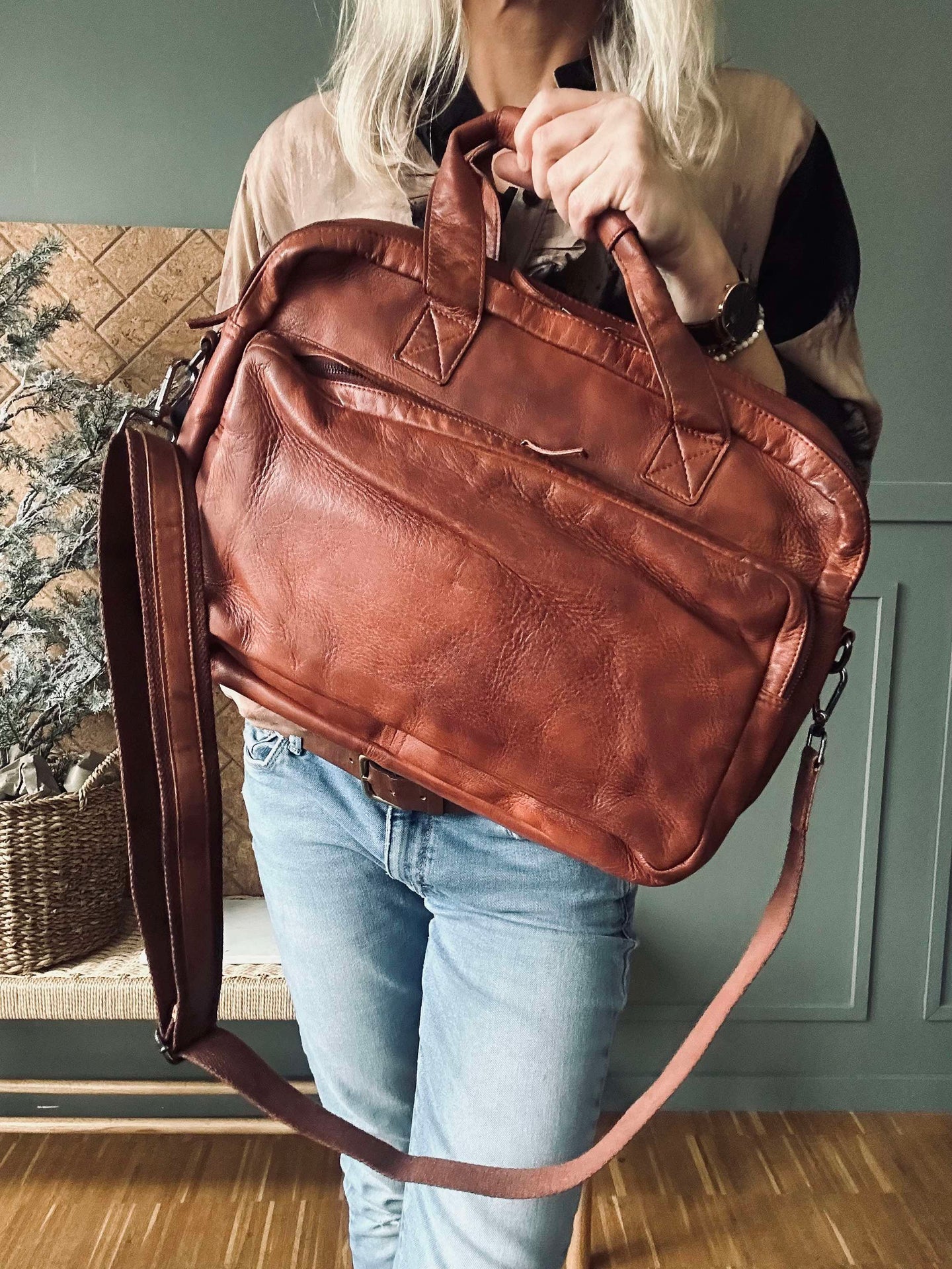 Arbetsväska - Cognac Cow leather