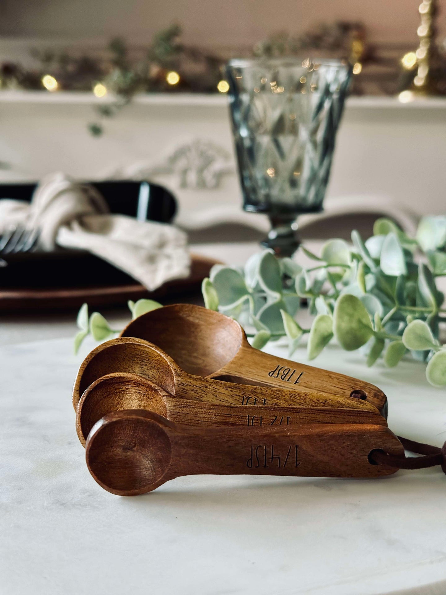 Måttskedar Akacia - Set om 4 st.