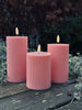 LED utomhus Blockljus med rillor - Set om 3 st - Rosa