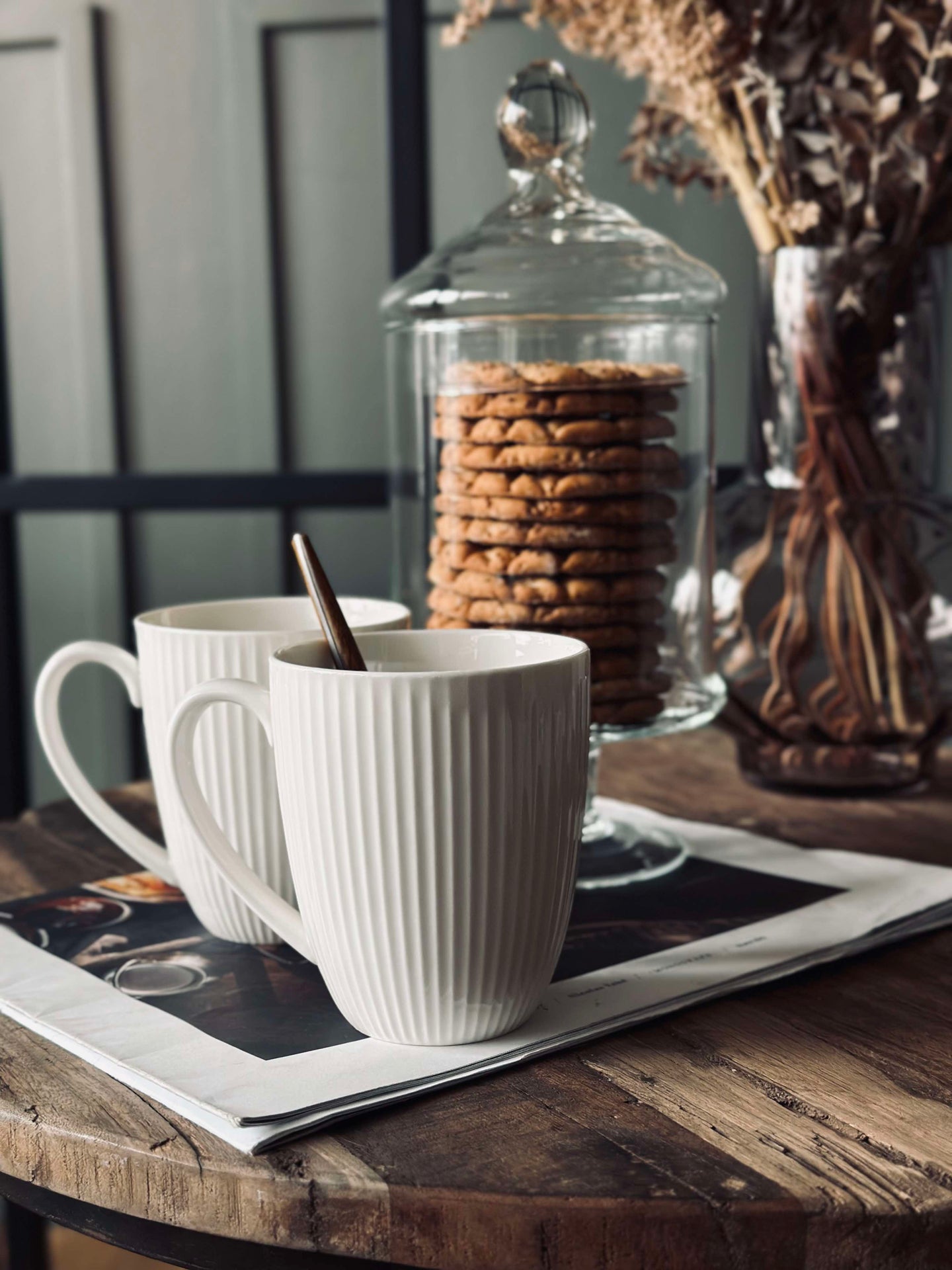 Räfflad Mugg - Porslin