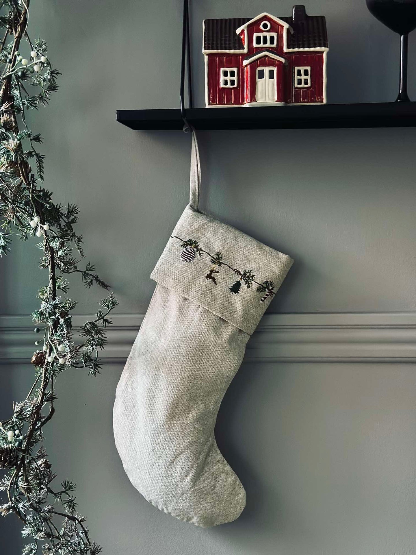 Julstrumpa med broderi