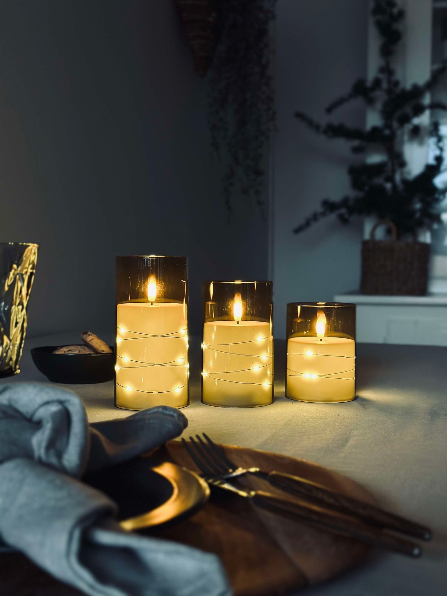 LED-ljus ALMA 3 st med fjärrkontroll