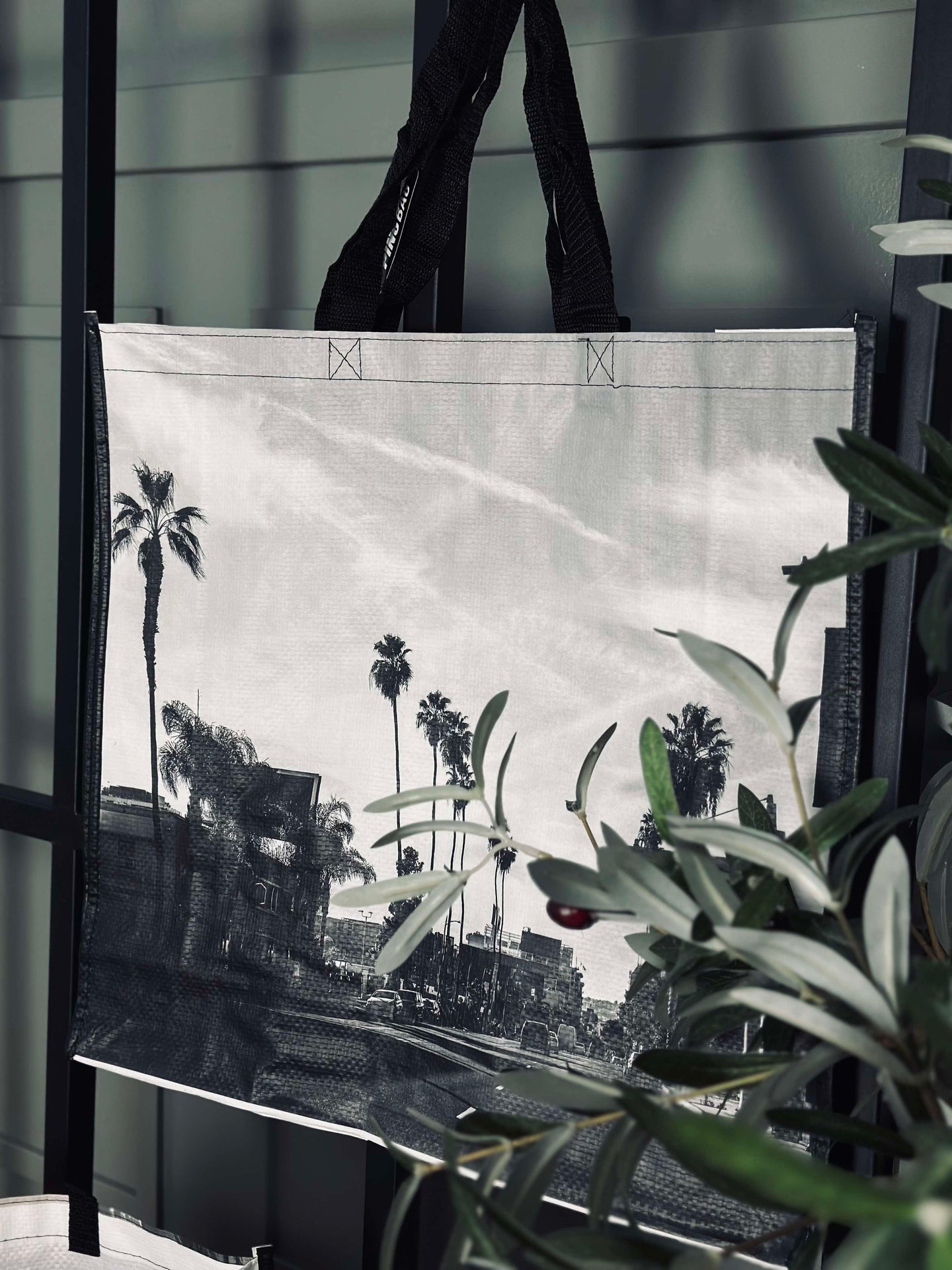 Shopper med motiv - grå mix
