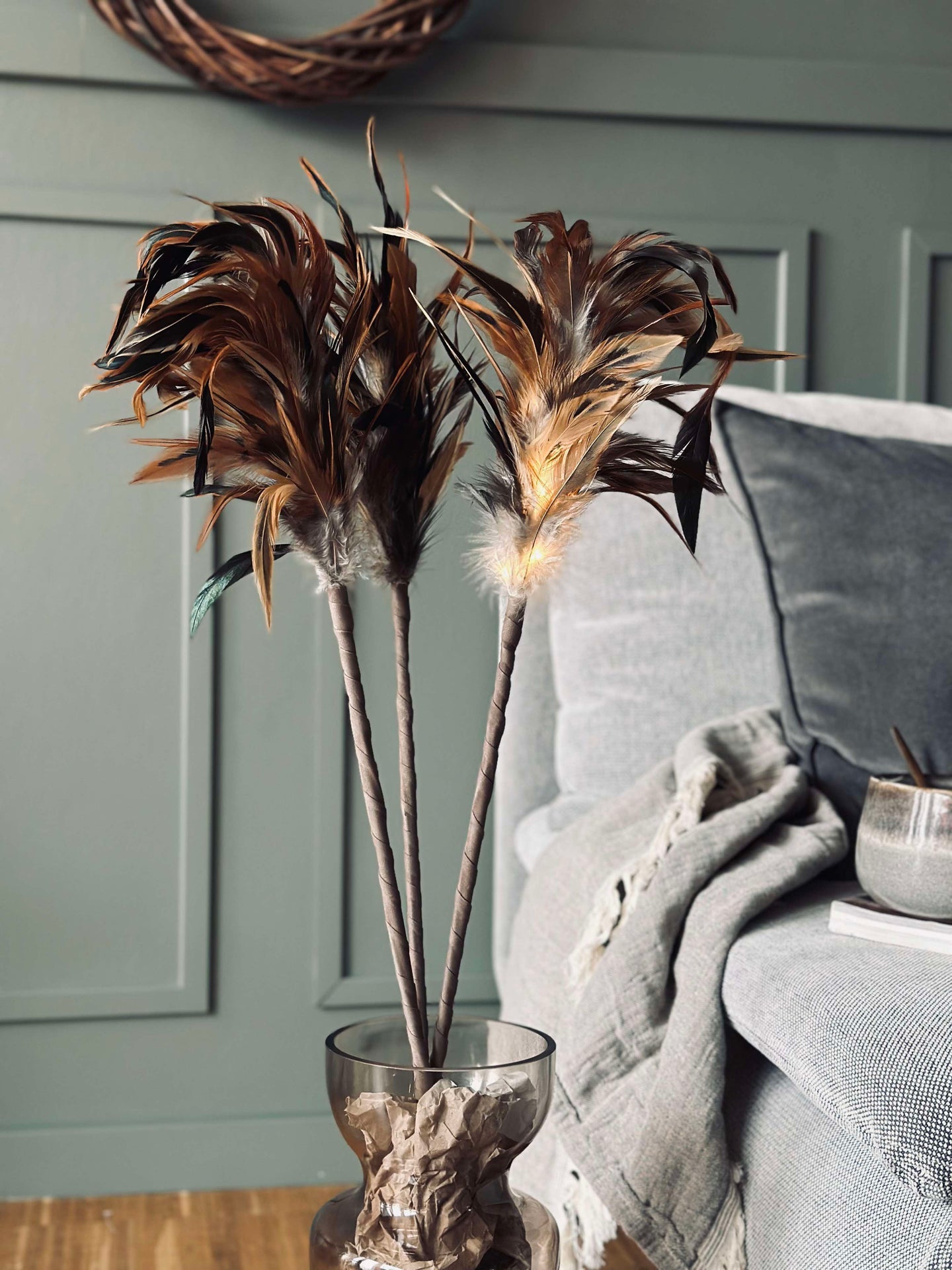 Fjäder med LED-ljus - 80 cm