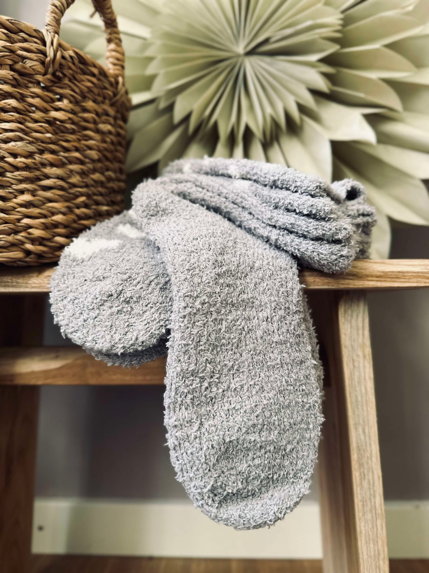 Strumpor Fluffy Grey heart - Set med 2 par