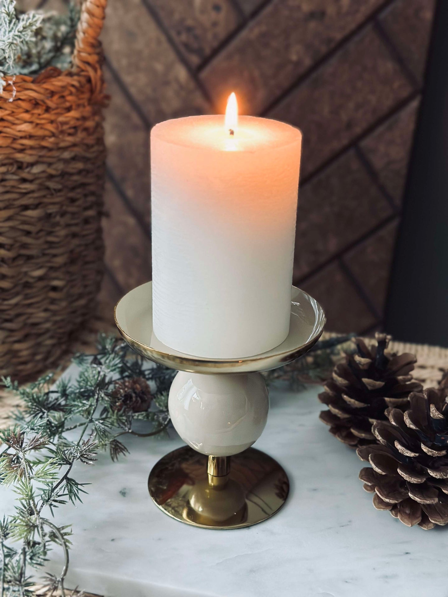 Ljusstake NOYA 10 cm - Beige