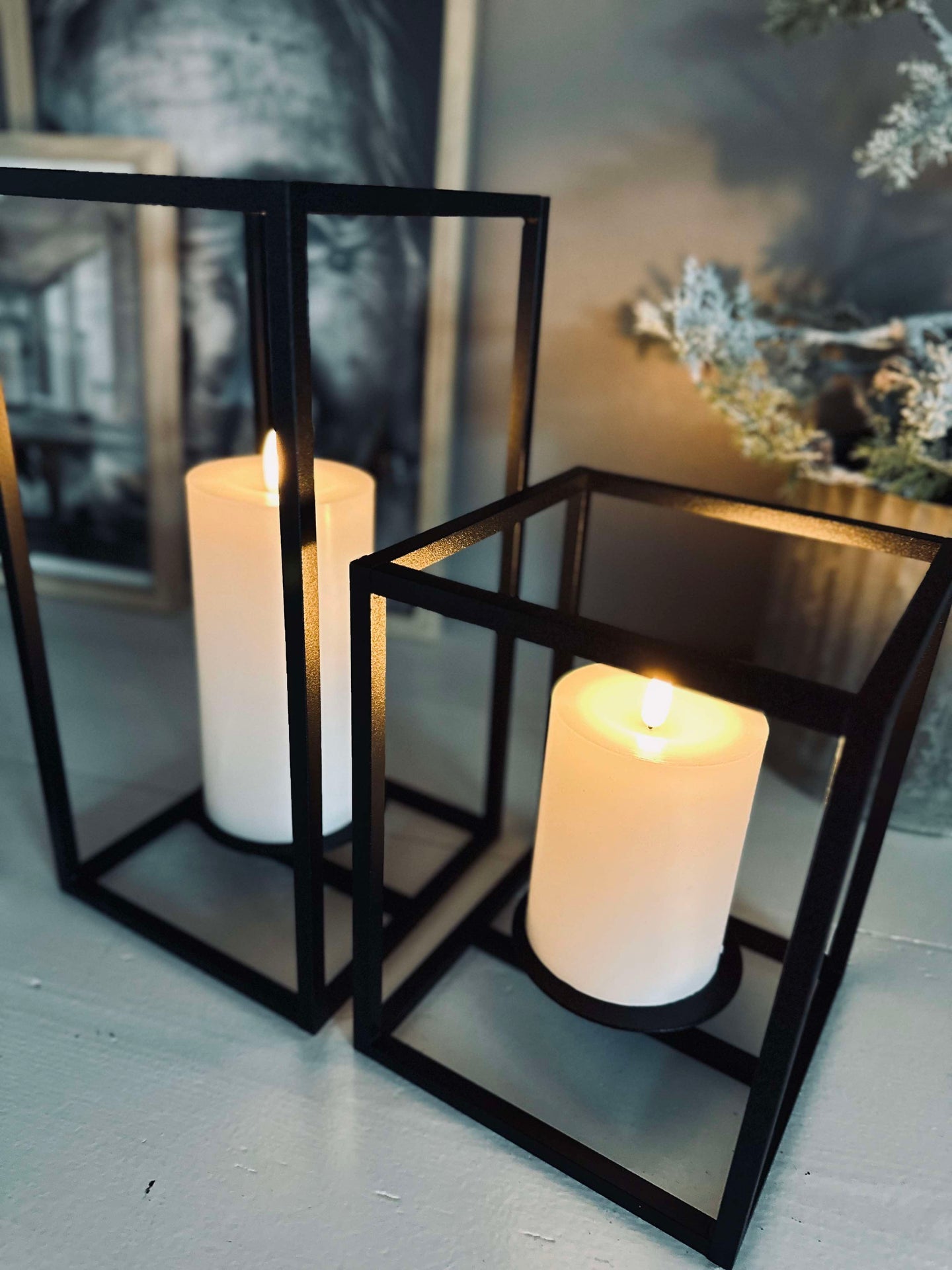 VIAMAJA Cube för blockljus - Set med 2 ljusstakar - Svart