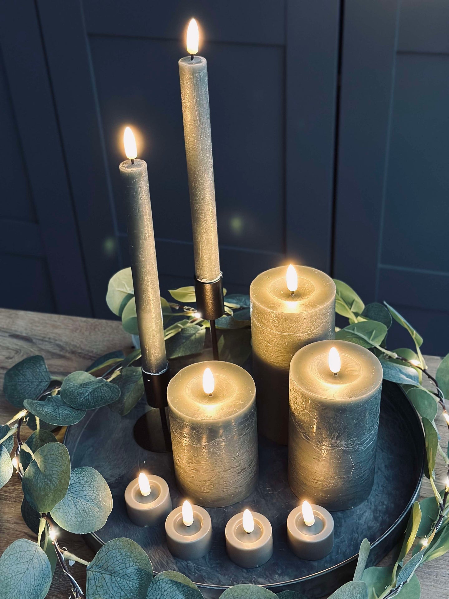 LED-ljuspaket med 9 LED-ljus - Grön