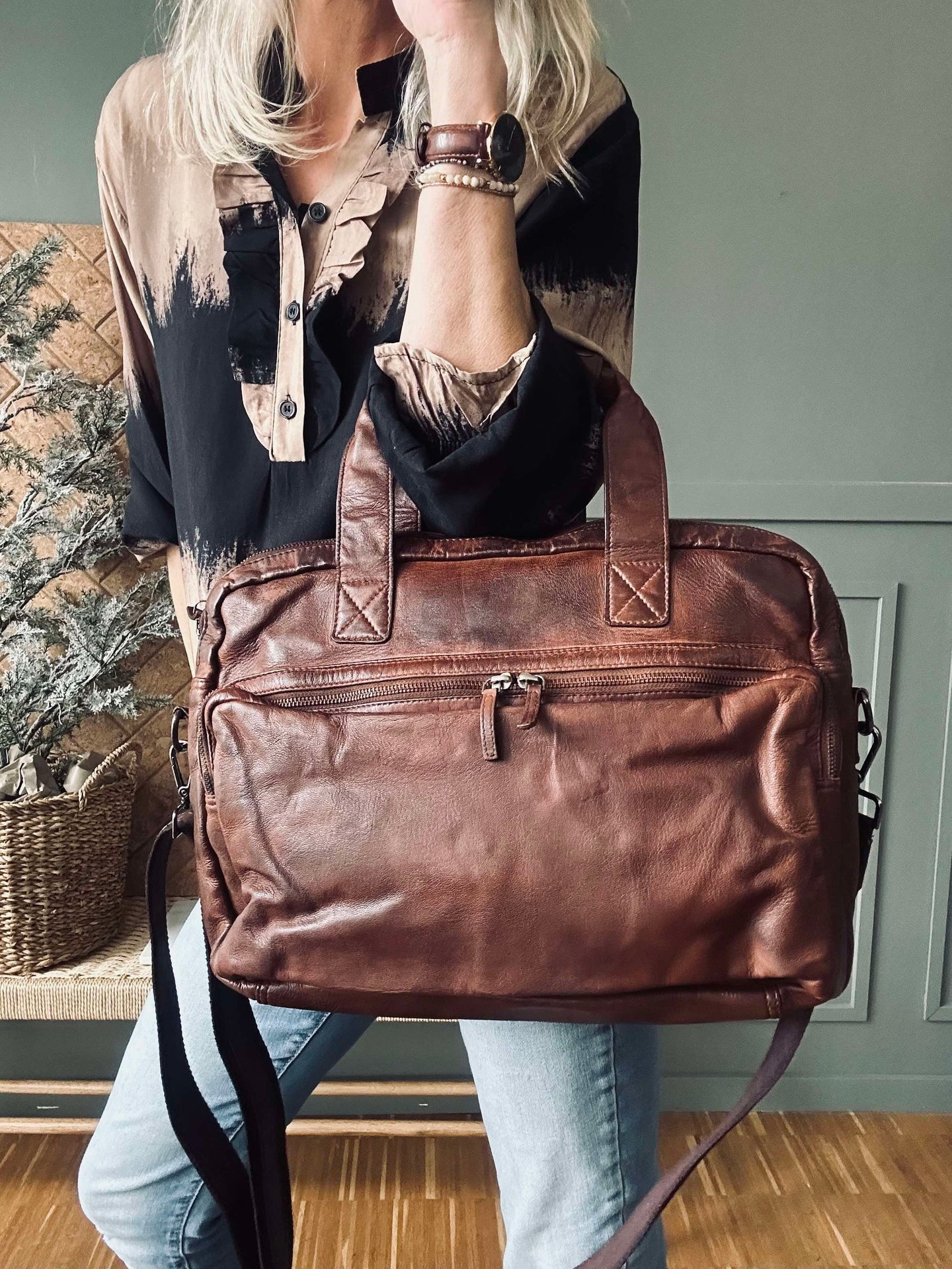 Arbetsväska - Brown Cow leather