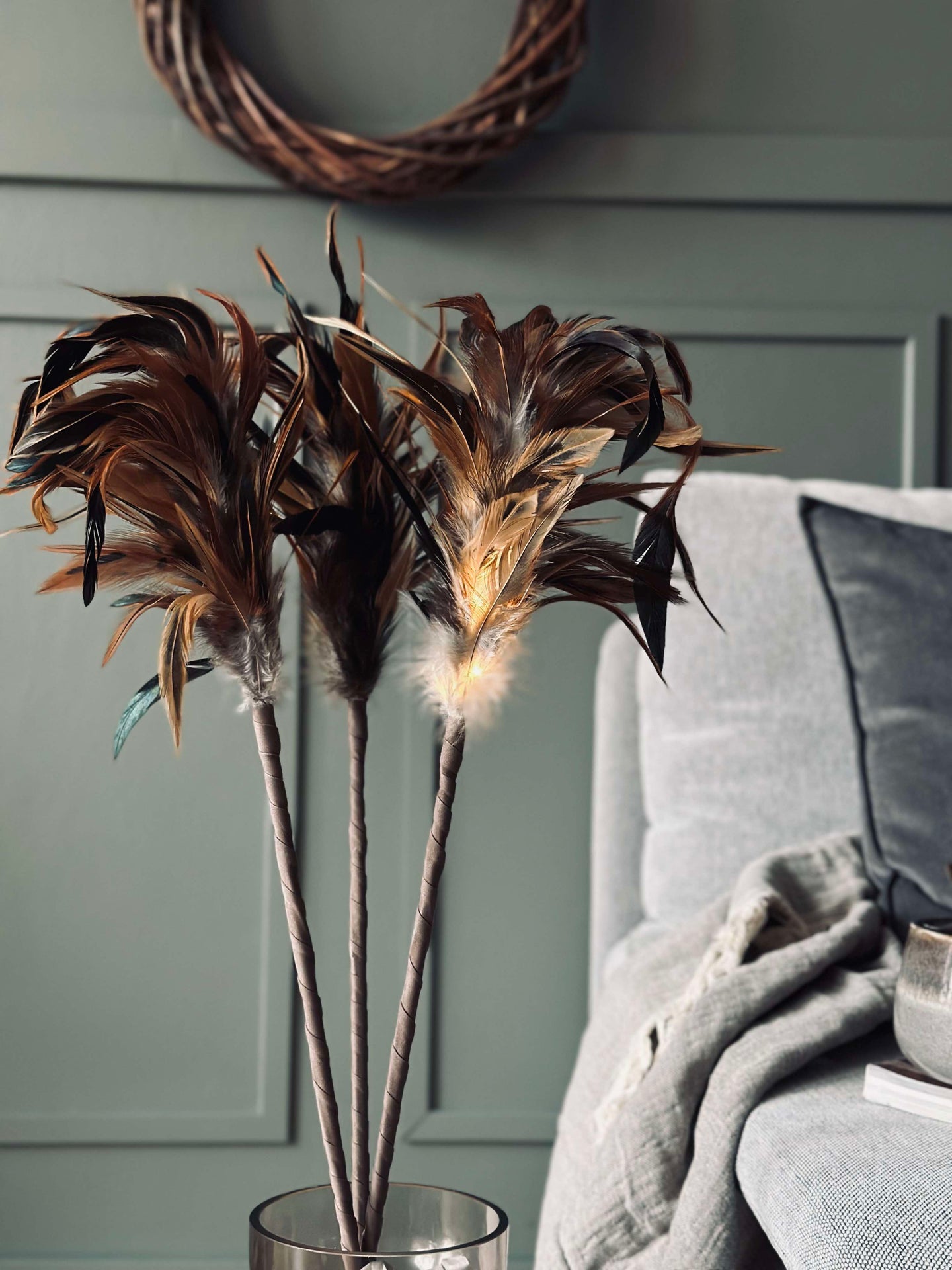 Fjäder med LED-ljus - 80 cm