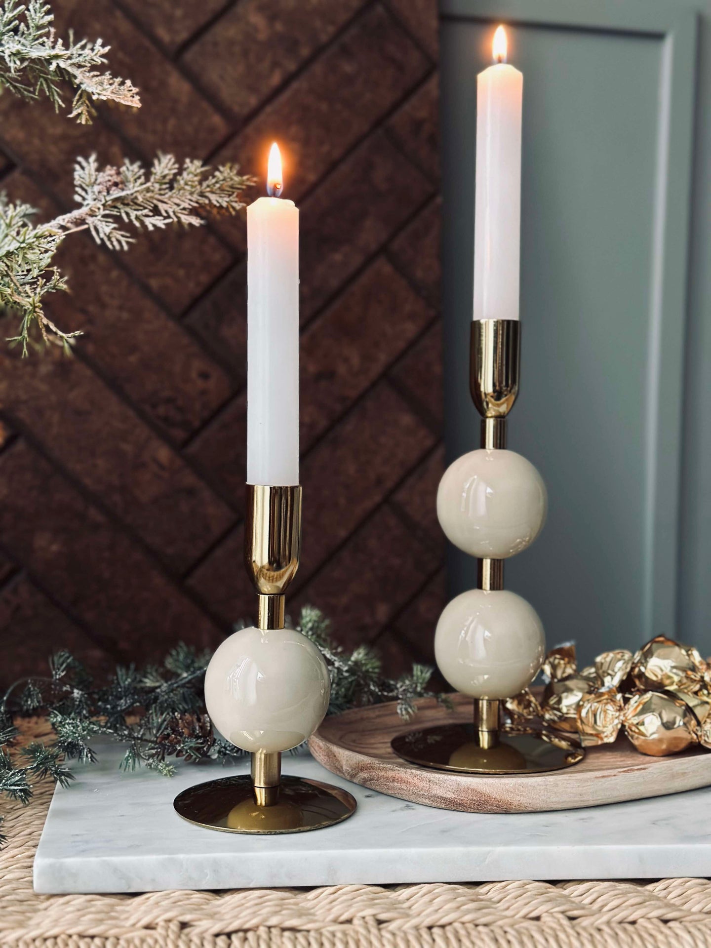 Ljusstake NOYA - Beige 20 cm